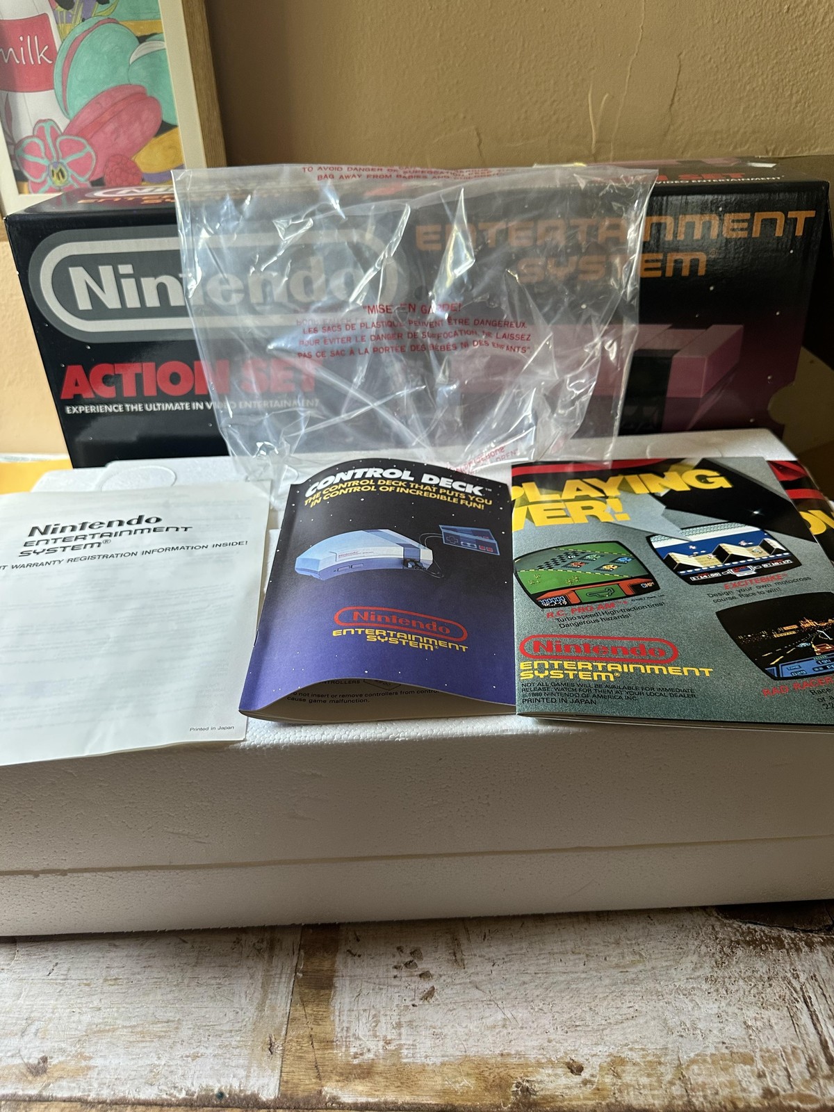 Vintage Nintendo NES Action Set Original Box Only Styrofoam Inserts Manuals