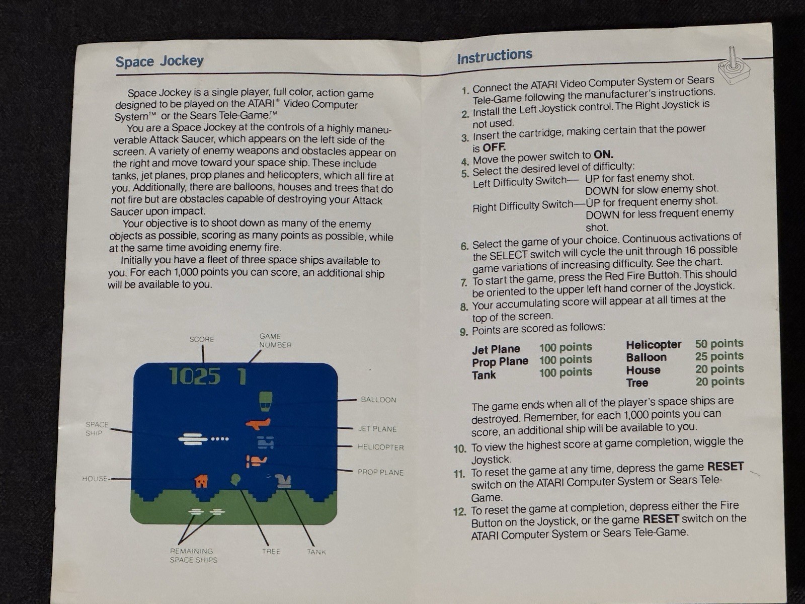 Space Jockey (Atari 2600, 1982) By Vidtec Cartridge & Manual Tested Working