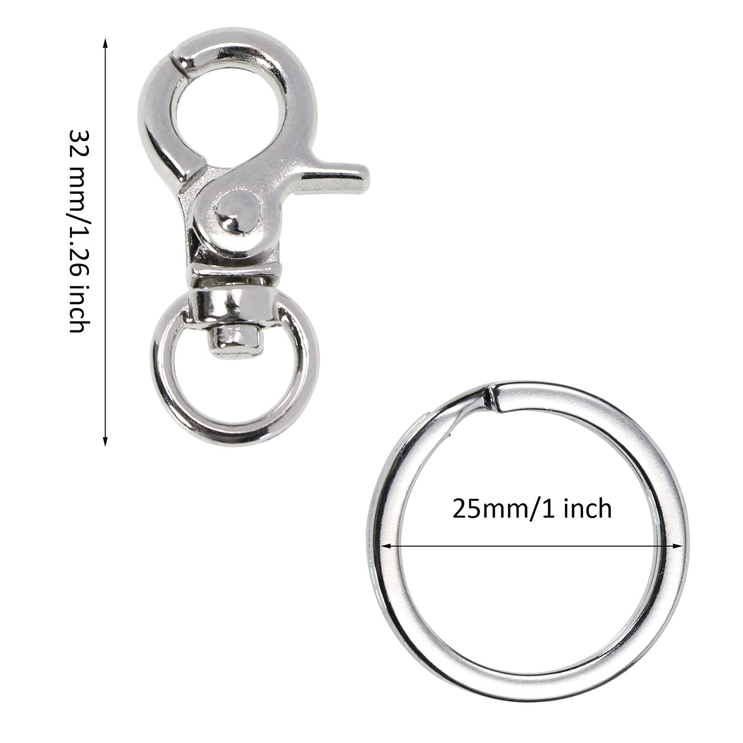 Dog Tag Clips Penta Angel 4Pcs Pet Length: 1.26 inches, Width: 1 inch, Silver