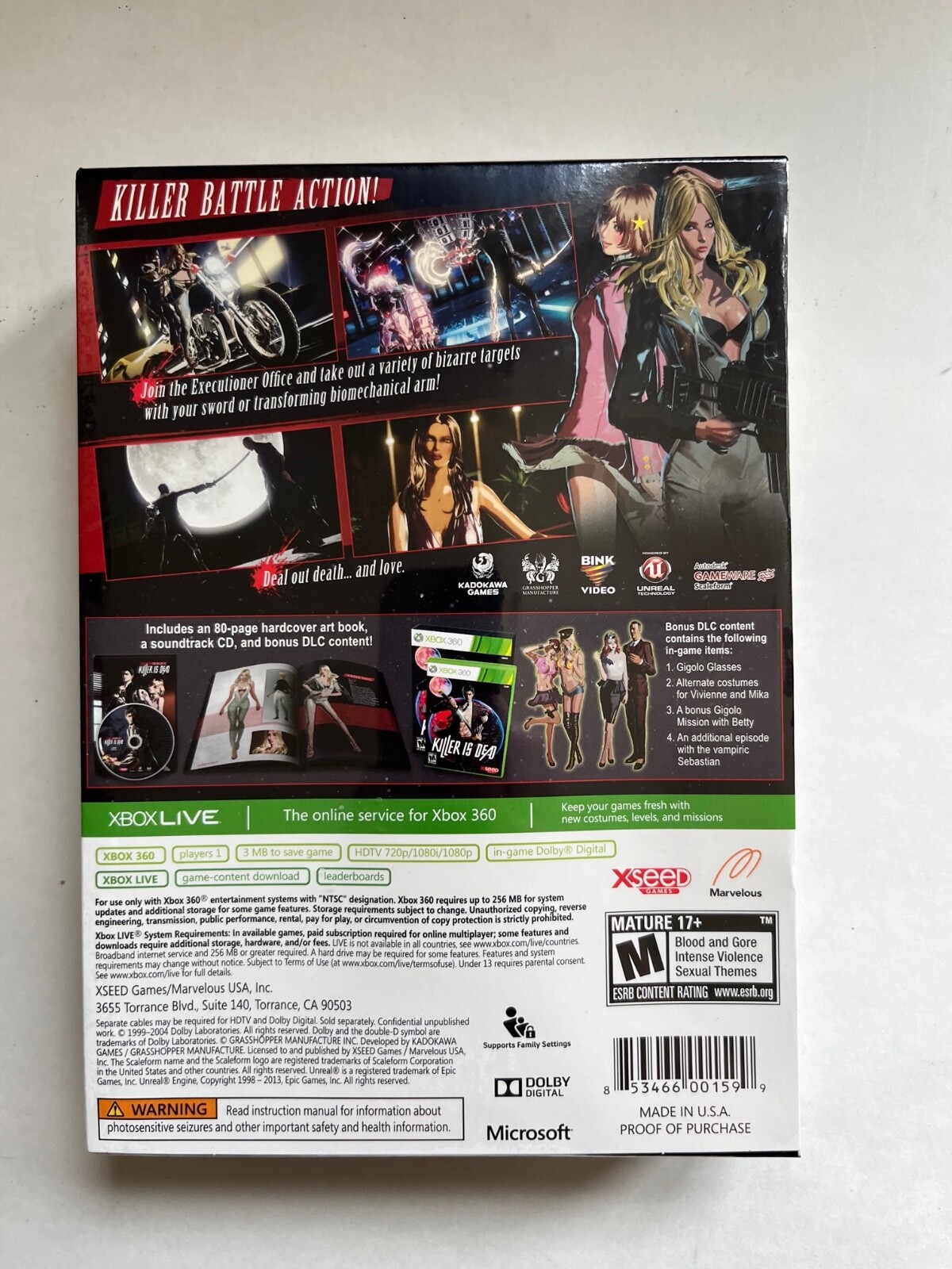 Killer Is Dead Limited Edition (Microsoft Xbox 360, 2013) New Factory Sealed OOP