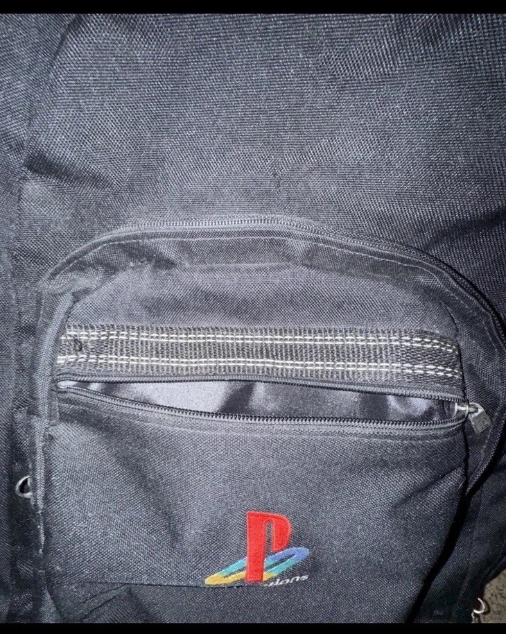Vintage Sony PlayStation Console Promo PS1 Logo Black Padded Backpack Carry Bag