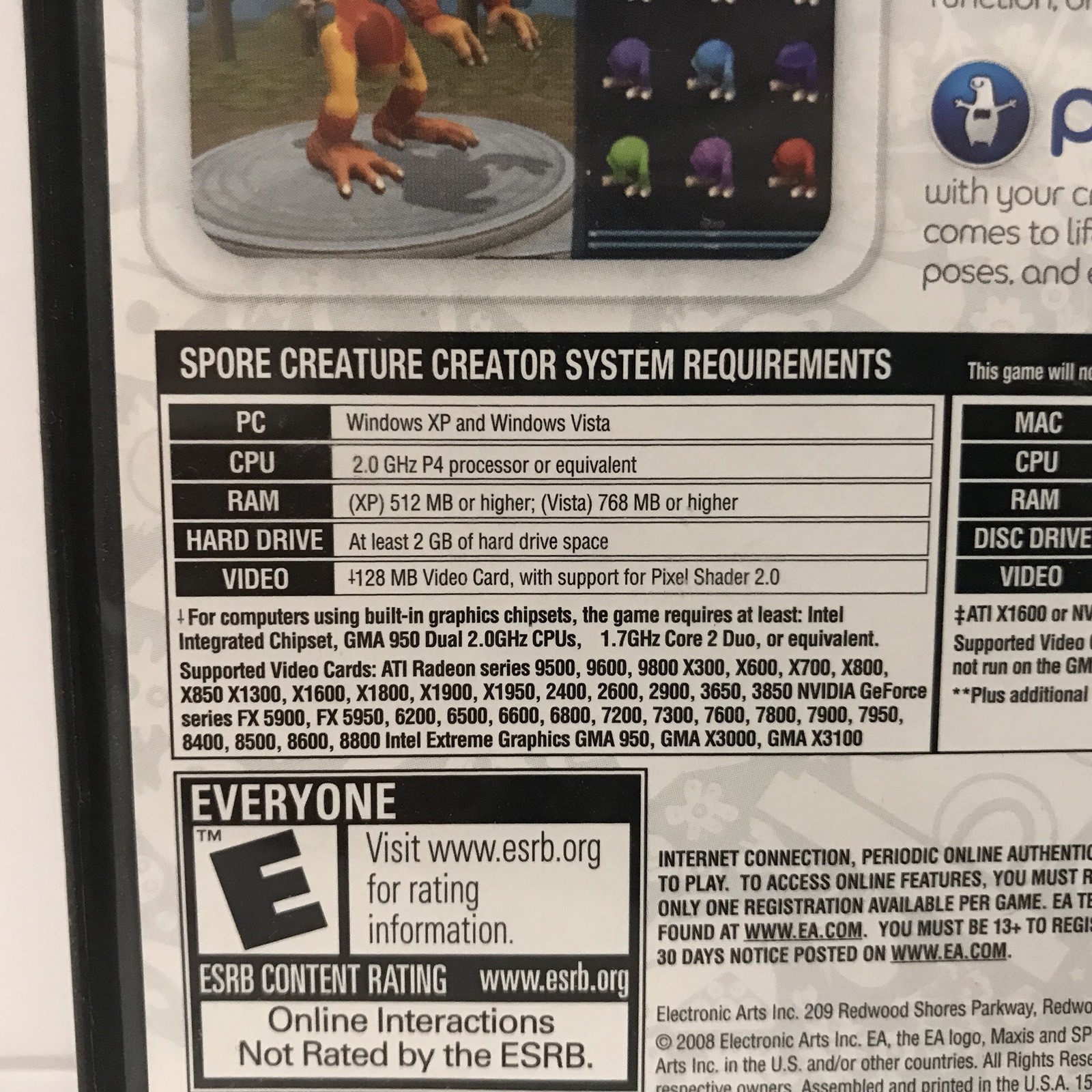 Spore creature creator PC DVD-ROM UNLEASH YOUR CREATURE CREATIVITY Game EA