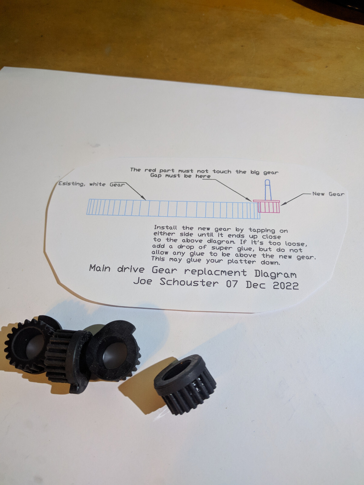 Sony PS-3300 main gear for turn table repair. NEW 3D resin printed. Sold 53