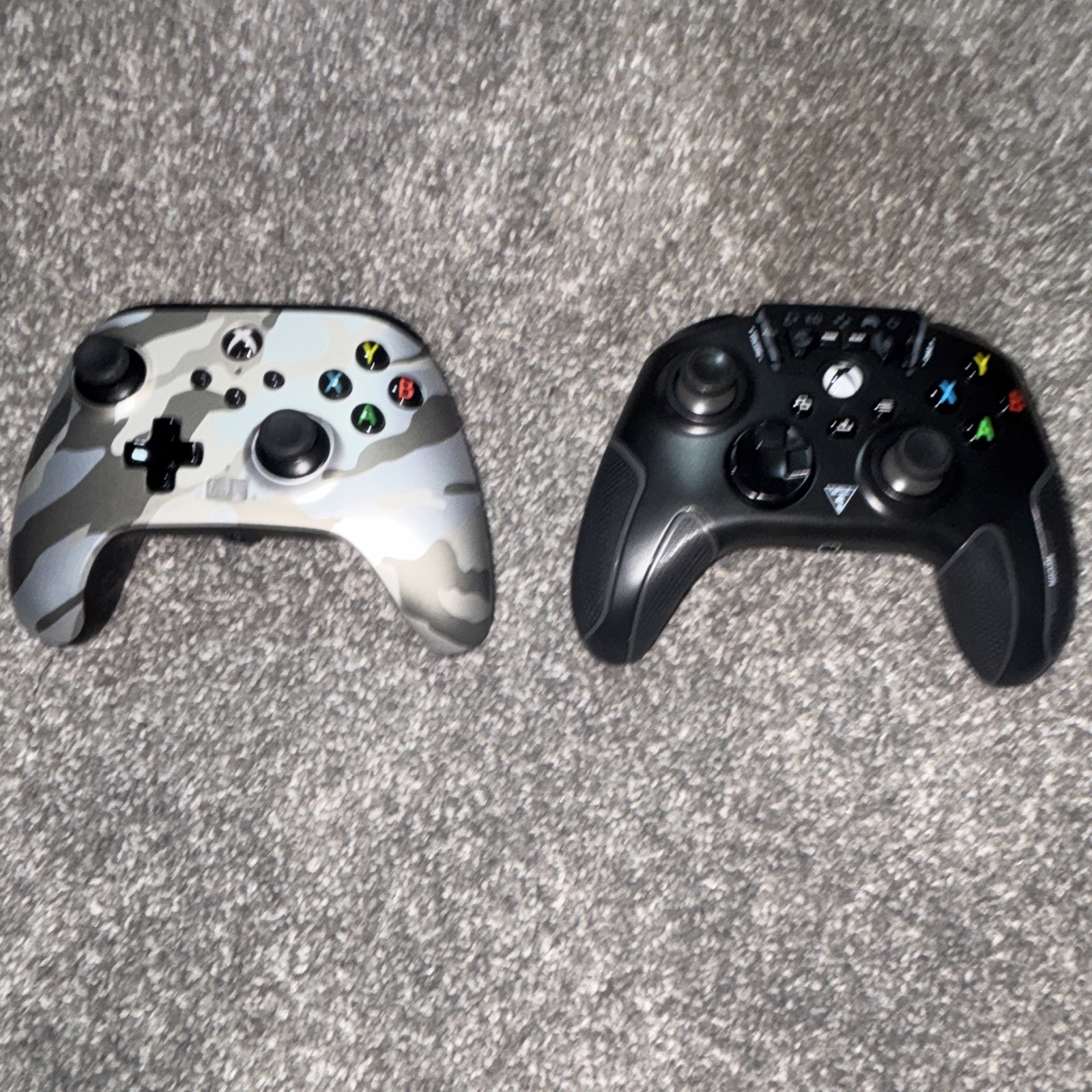 Xbox One Wired Controllers, One Gray Camo + Black Turtle Beach, 8ft Cable Each