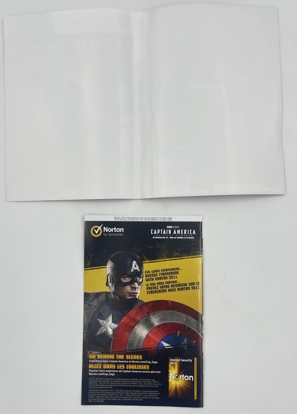 Captain America: Super Soldier (Microsoft Xbox 360, 2011) Cover Art & Manual
