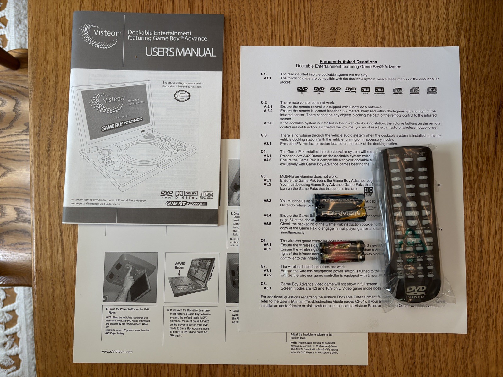 Visteon GameBoy Advance DVD player + 3 NEW Controllers + Vehicle Install Kit