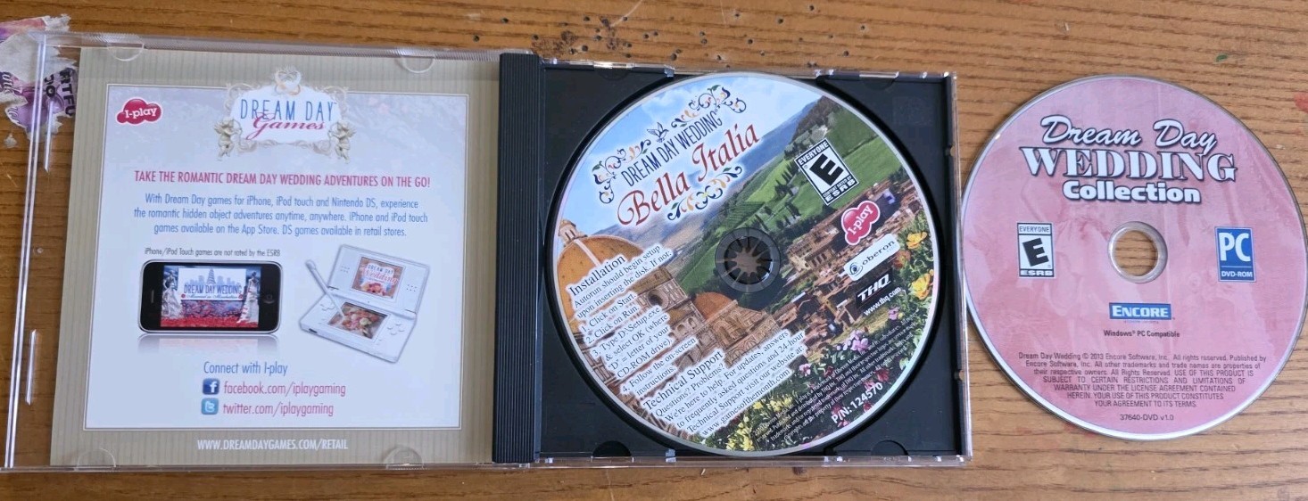 2010 Dream Day Wedding Bella Italia, Viva Las Vegas, THQ, i-play PC Two Game Lot