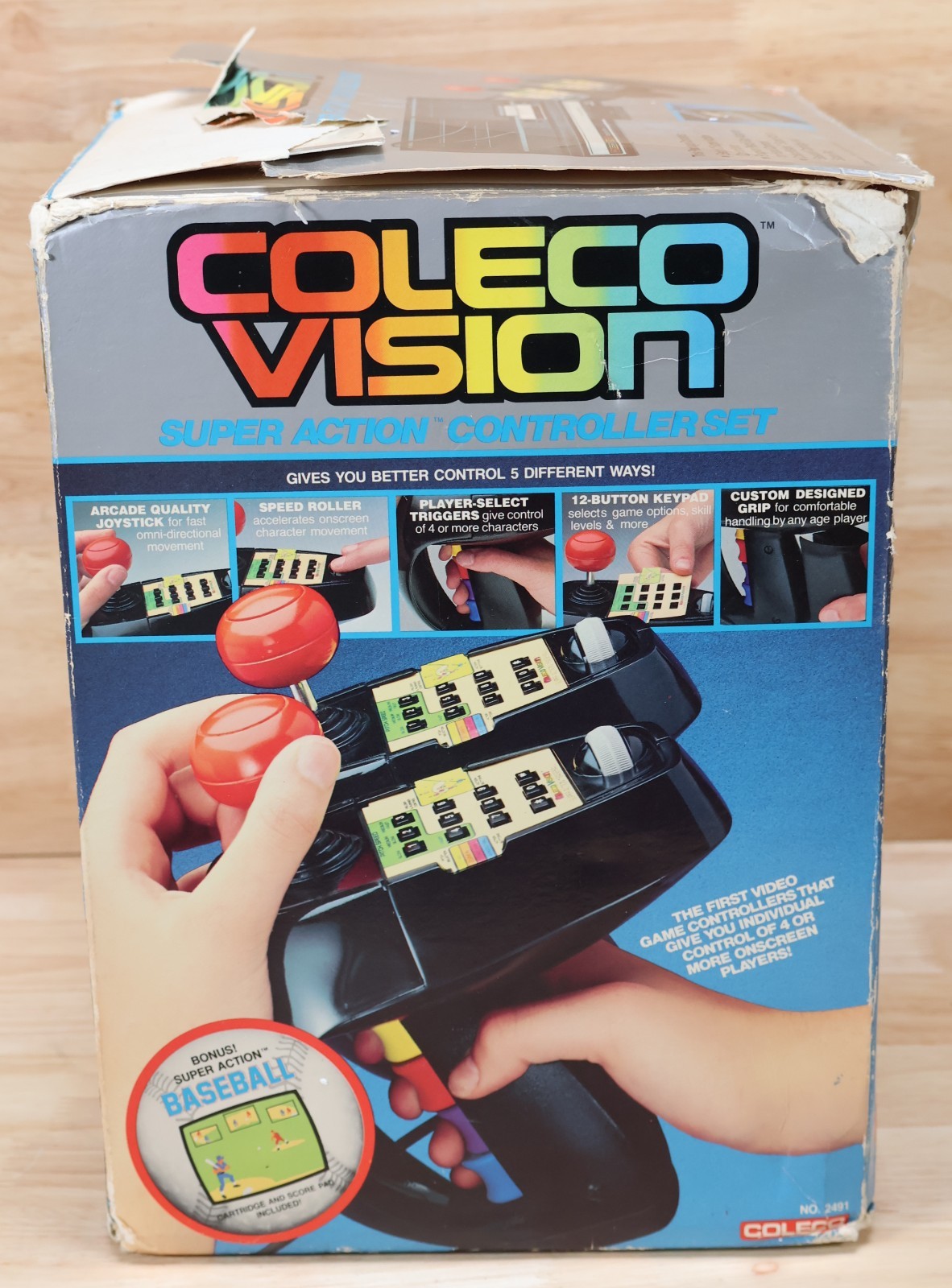 ColecoVision Super Action Controller Set With Box Baseball Game & Manual 1983