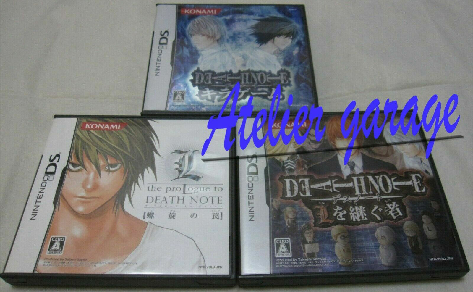USED DS Death Note Series 3 Set Kira Game+L wo Tsugu Mono+Rasen No Wana Japanese