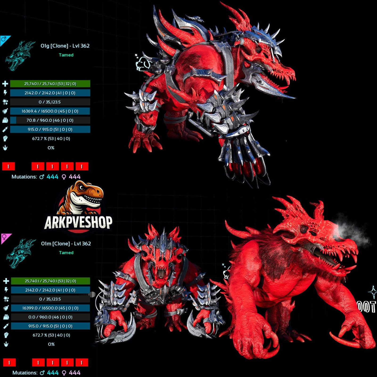 Ossidon 362 Lvl Max Clone ASA PVE 🦖ARK Survival Ascended