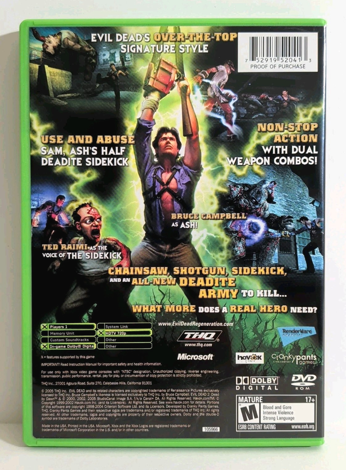 Evil Dead Regeneration (Microsoft Xbox, 2005) Complete With Manual