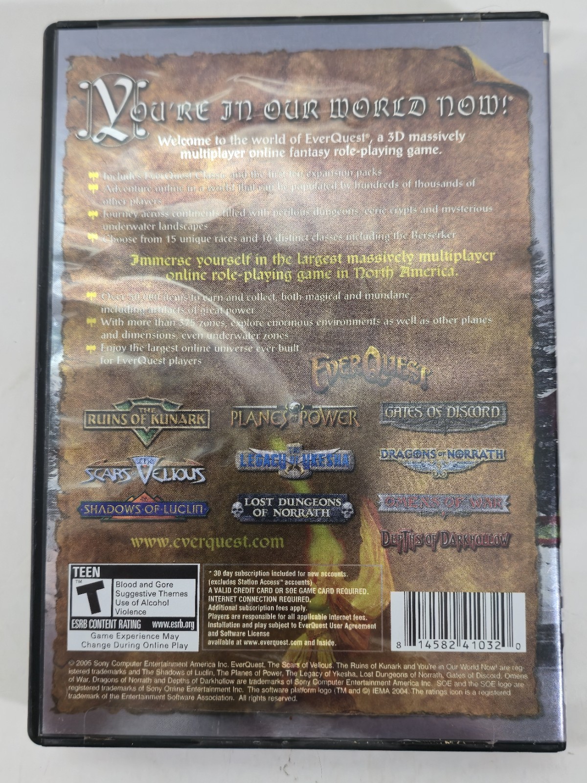 EverQuest Titanium Edition PC Windows 2006 5 Disc All Expansions Game MMORPG