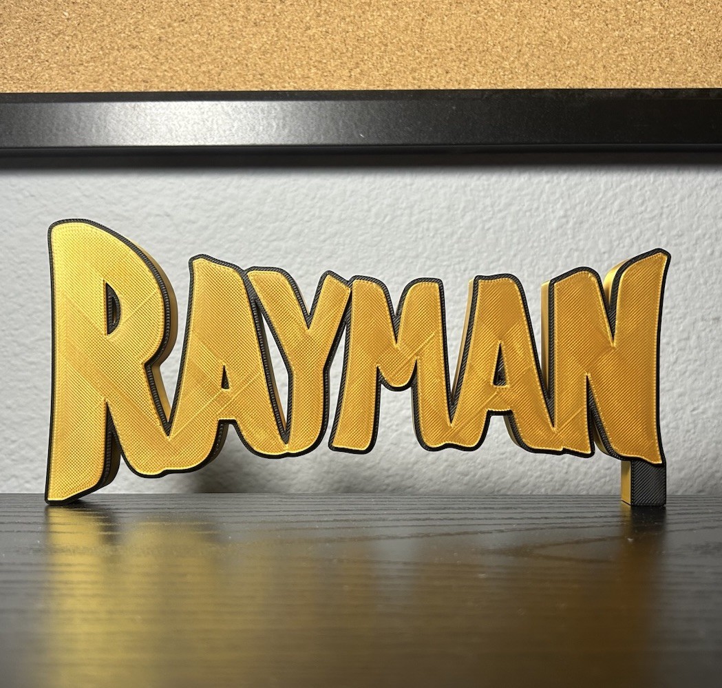 Rayman 3D Printed Video Game Logo Sign (8”*, PLA)