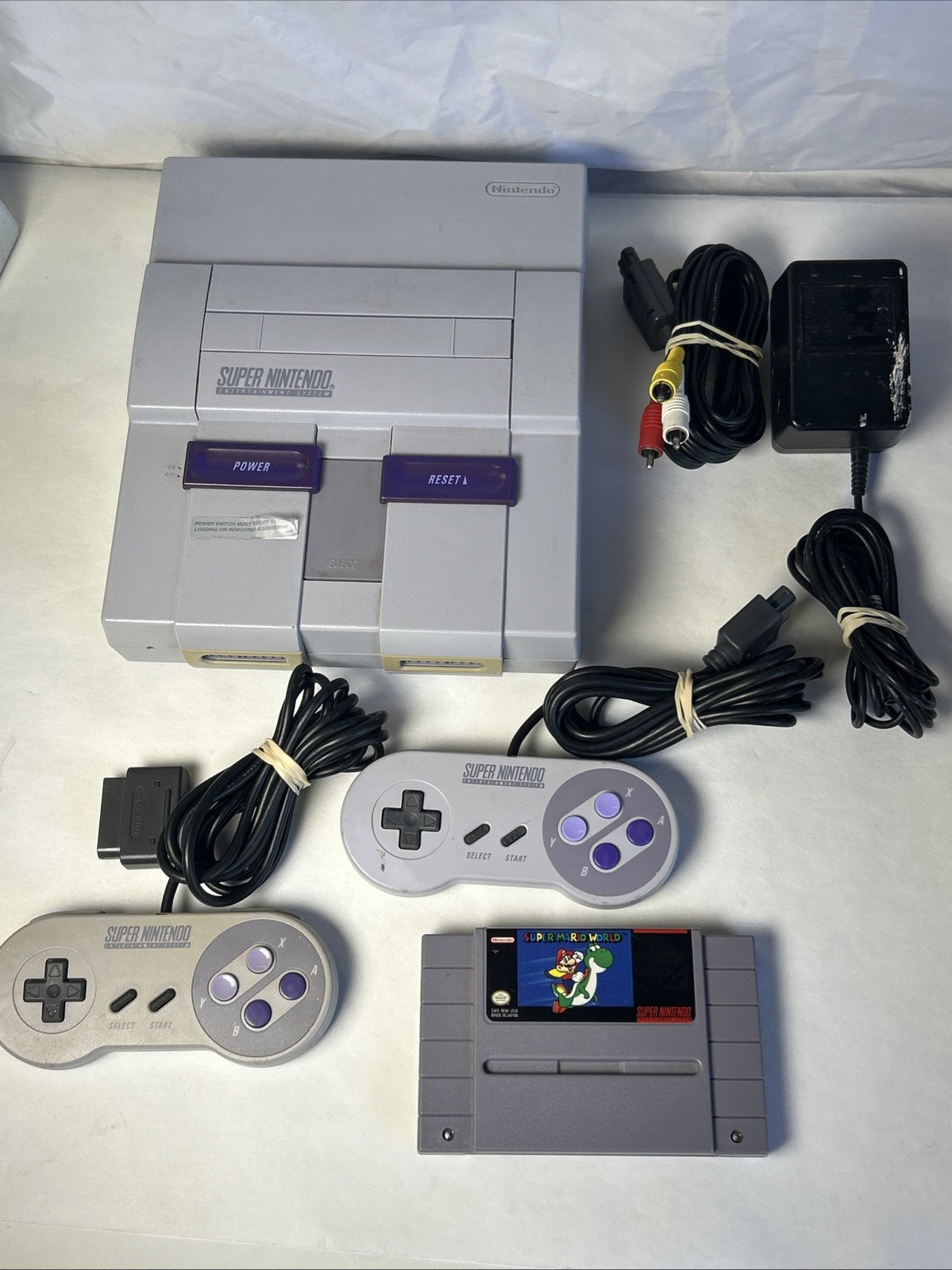 Super Nintendo Entertainment System SNES SNS-001 Console W Mario World All OEM