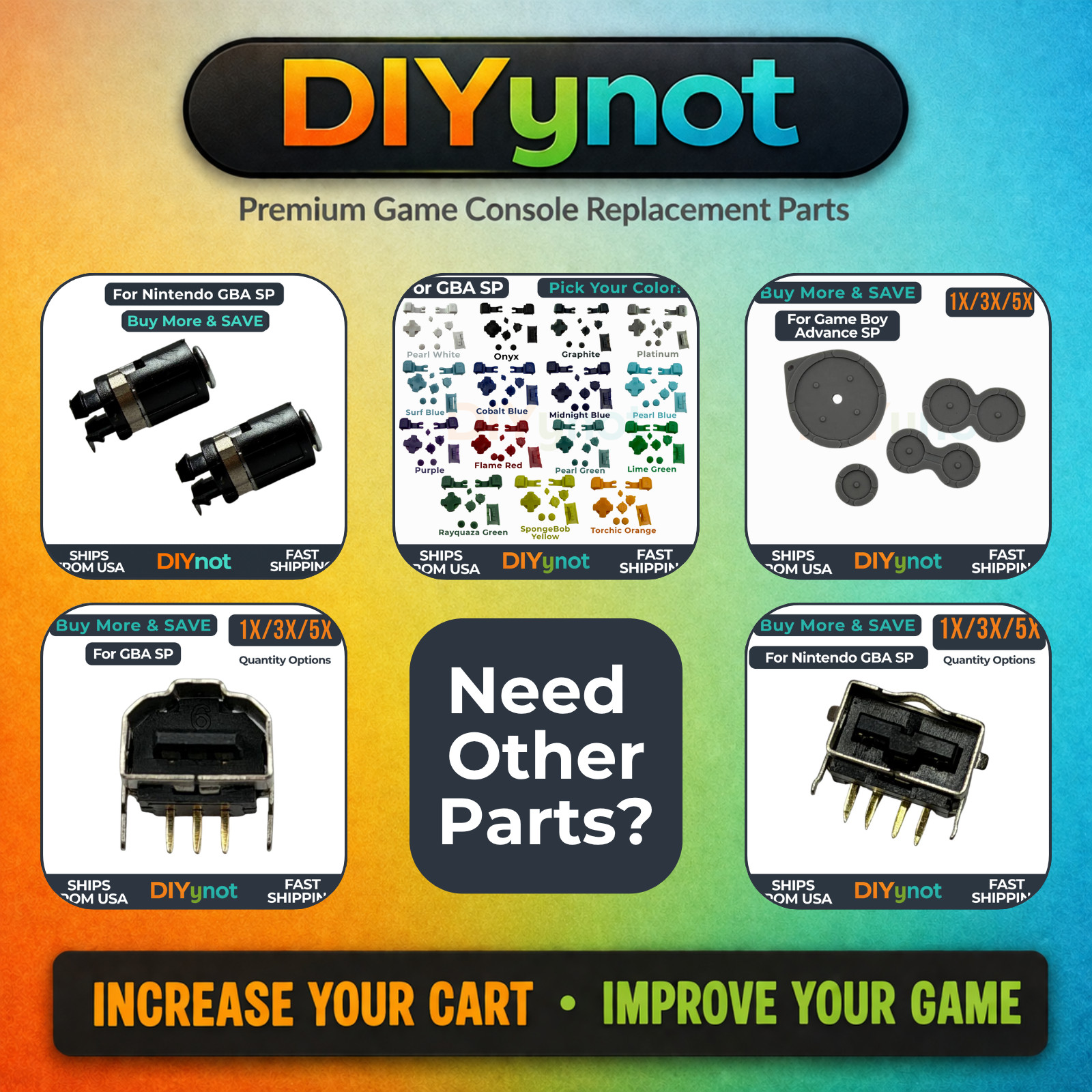 Conductive Button Rubber Pad Set for Game Boy Advance SP GBA SP AGS-001