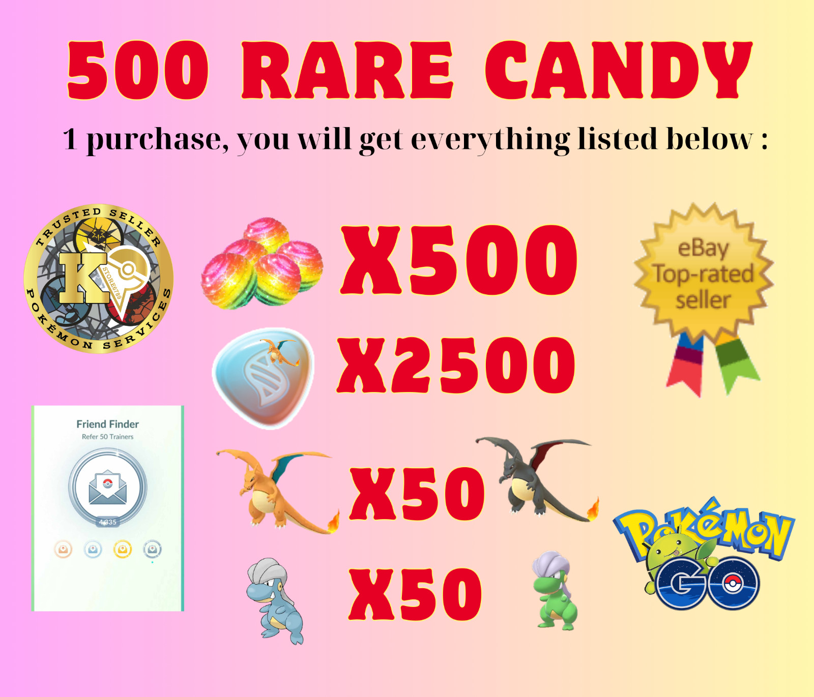 Pokémon Go – Rare Candy – FAST SALE – COMPLETED WITHIN 24hrs – Read Description