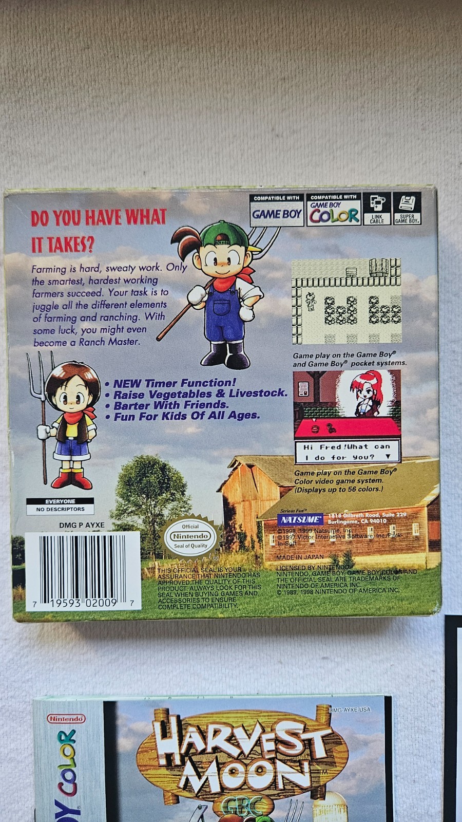 Harvest Moon GBC (Nintendo Game Boy Color, 1999) CiB, Tested and Working