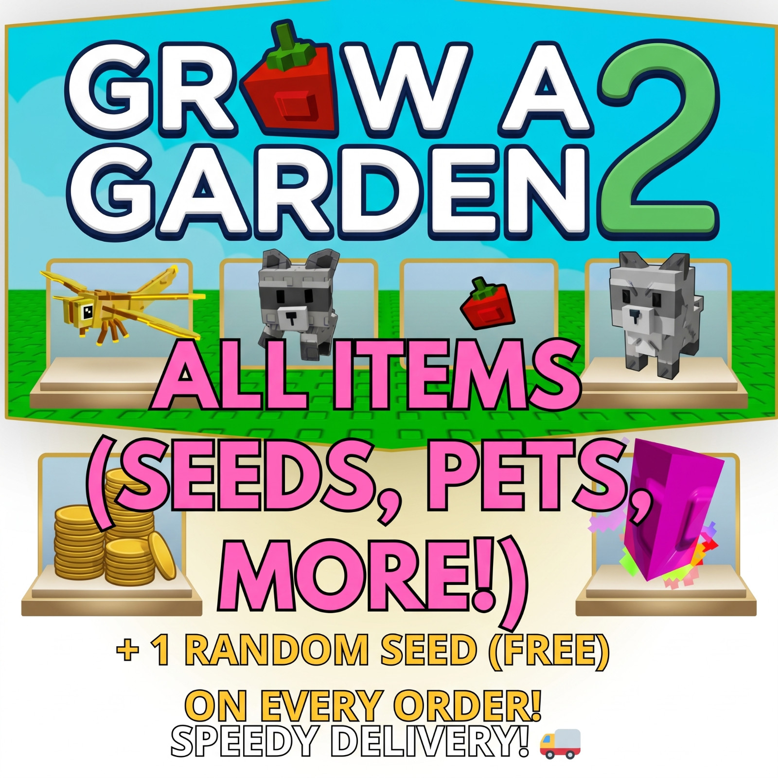 Grow A Garden 2 Items | Pets🐶, Seeds 🌱& More | FAST DELIVERY & AFFORDABLE