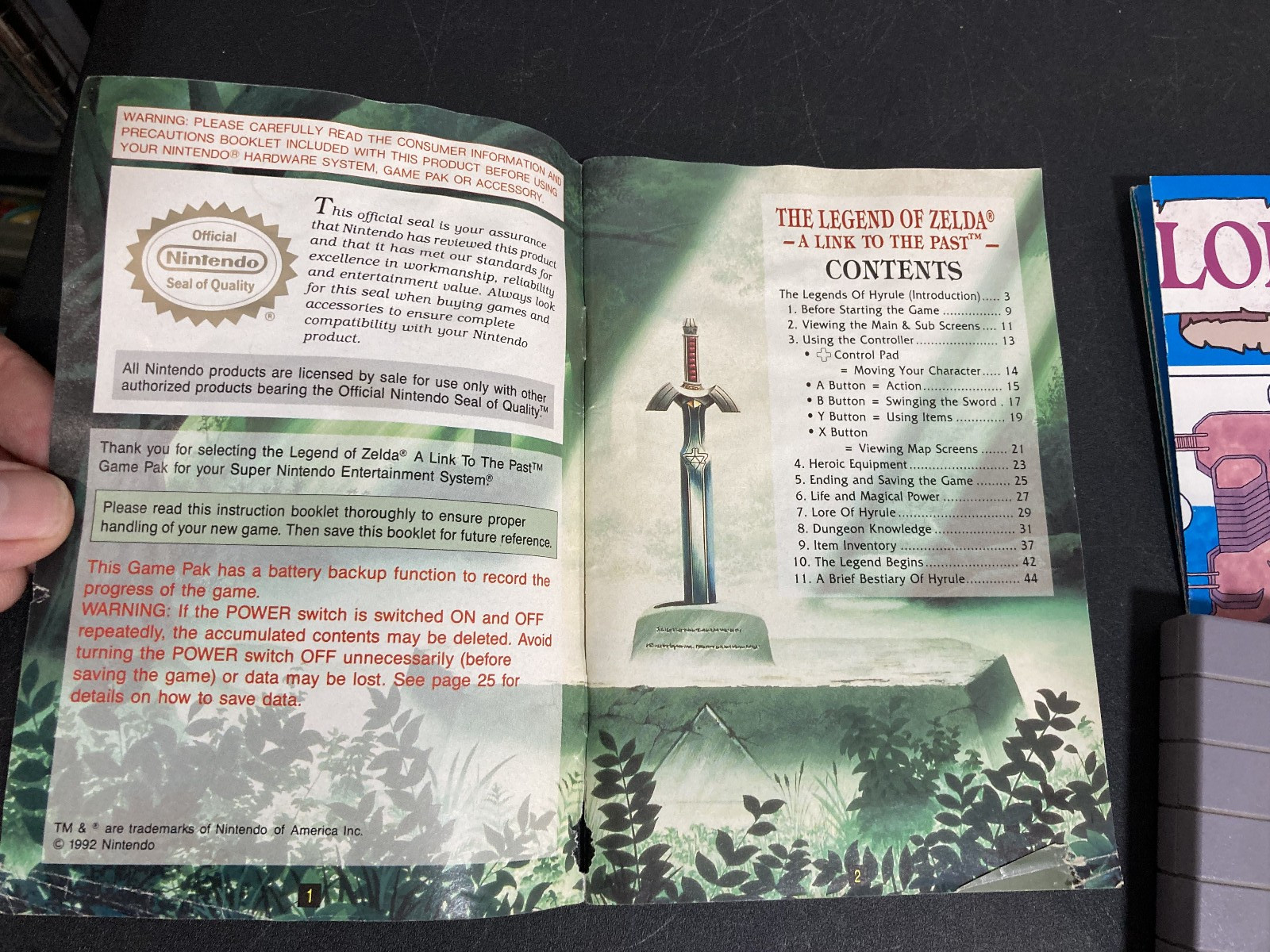 Zelda A Link to the Past Snes Cartridge, Manual, Map, Strategy Guide. Tested