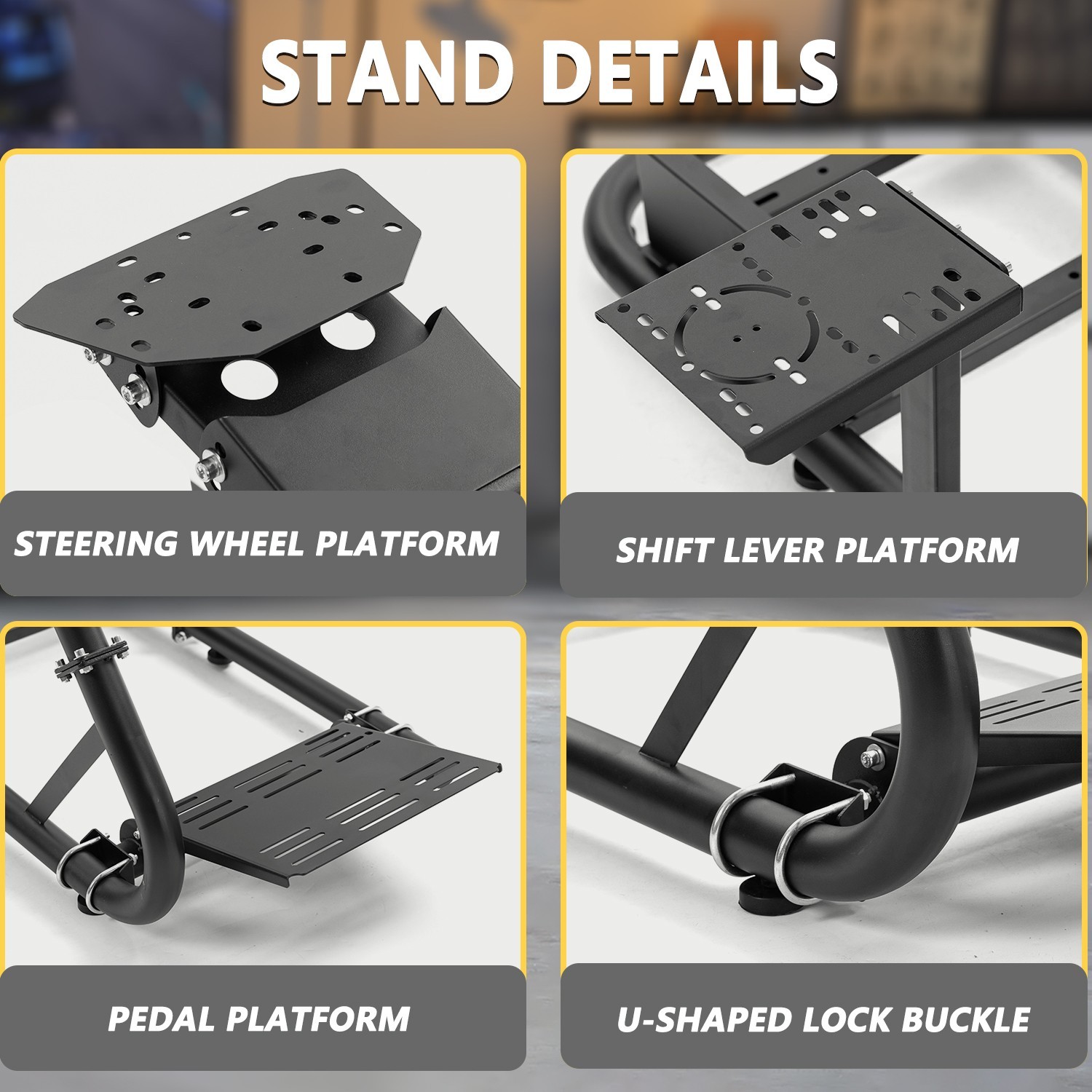 Marada G29 Racing Simulator Cockpit Wheel Stand with Seat Fit Logitech G923 G920
