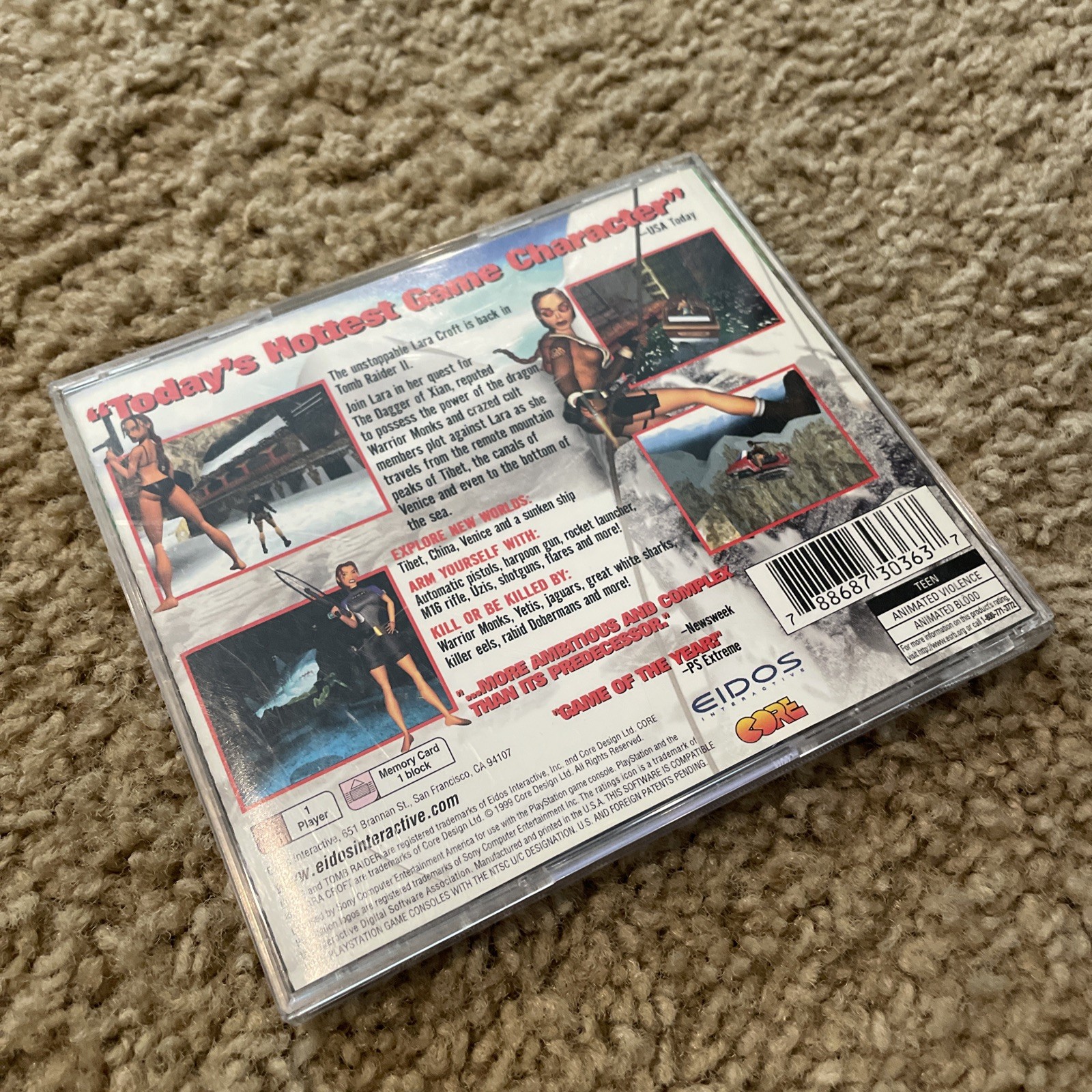 Tomb Raider II 2 Greatest Hits -Sony PlayStation PS1- Tested Video Game
