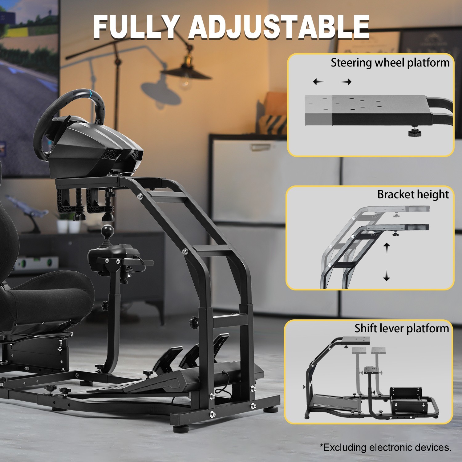 Marada Racing Simulator Cockpit G29 Wheel Stand With Seat Fit Logitech G920 G923