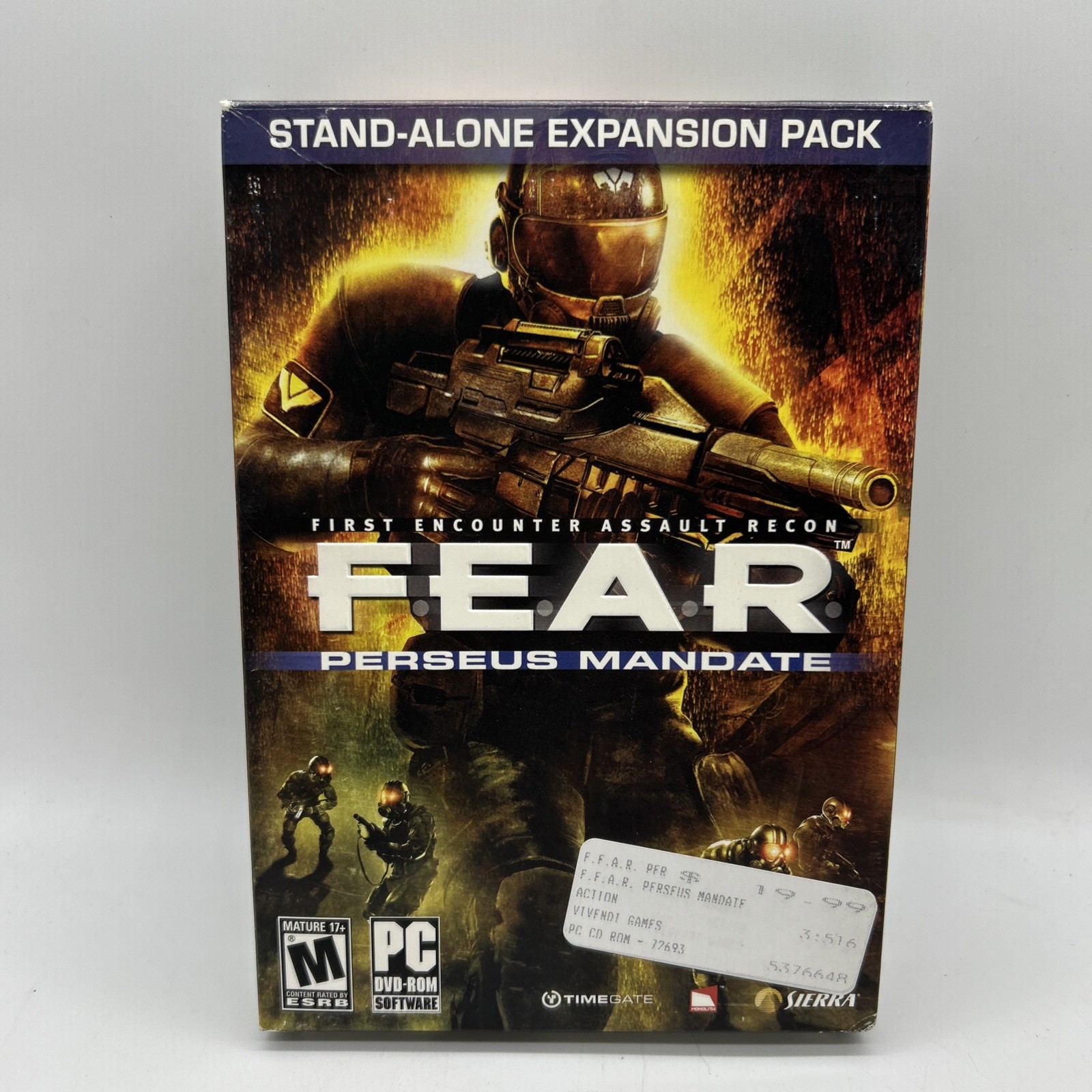 Fear Perseus Mandate First Encounter Assault Rec Video Game Pc Cd-Rom M-Mature