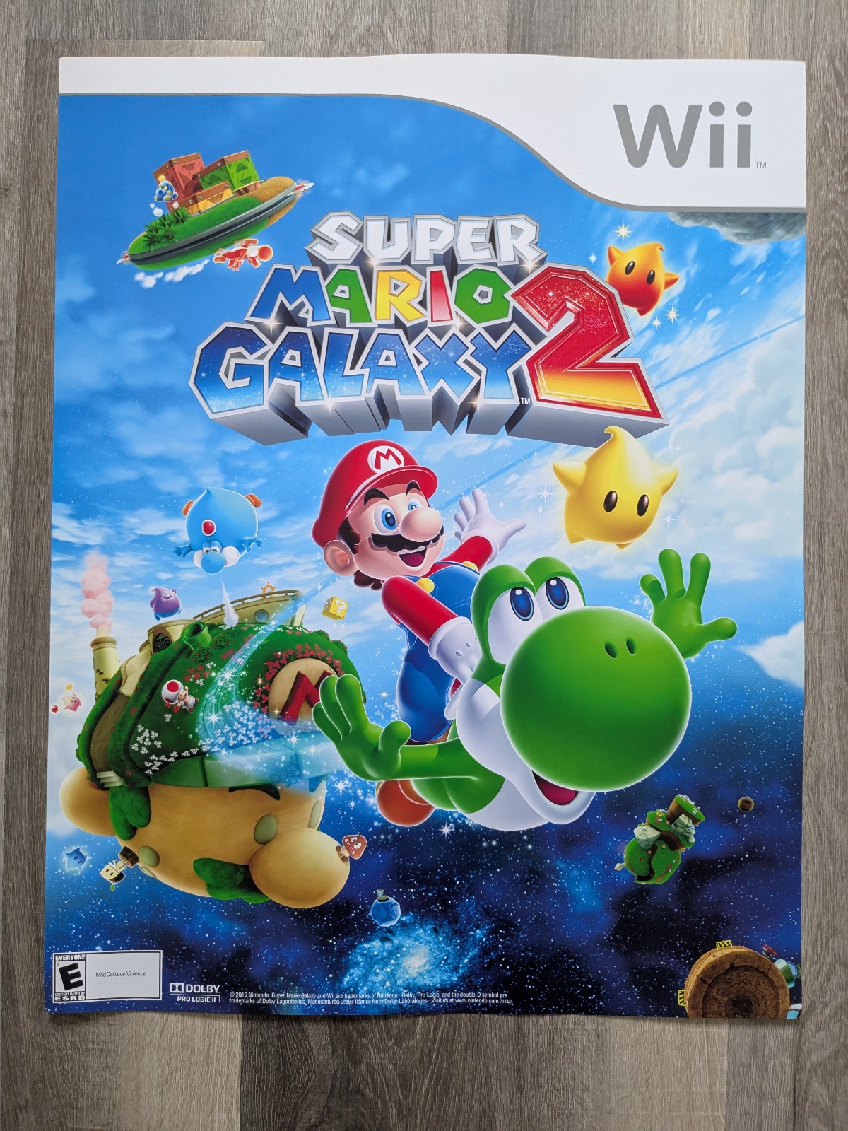 Authentic Super Mario Galaxy 2 Nintendo Wii Video Game Promo Poster 22 x 28 RARE