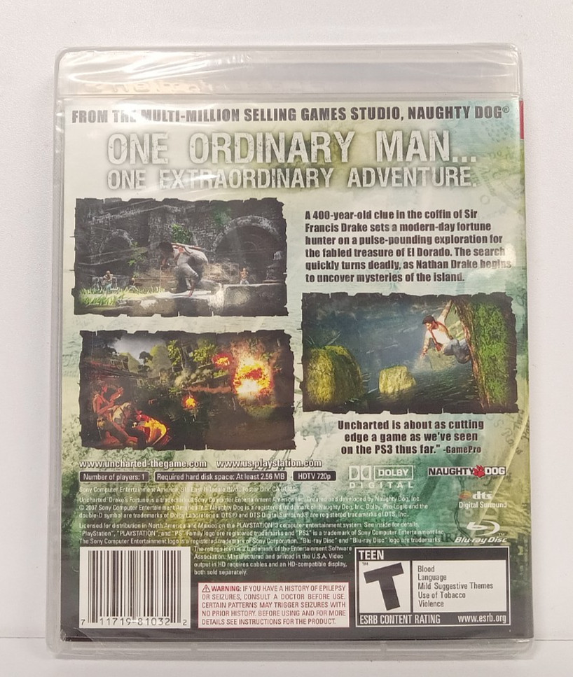 Uncharted: Drake’s Fortune (Sony PlayStation 3 PS3, 2007) 1st Print! – SEALED!