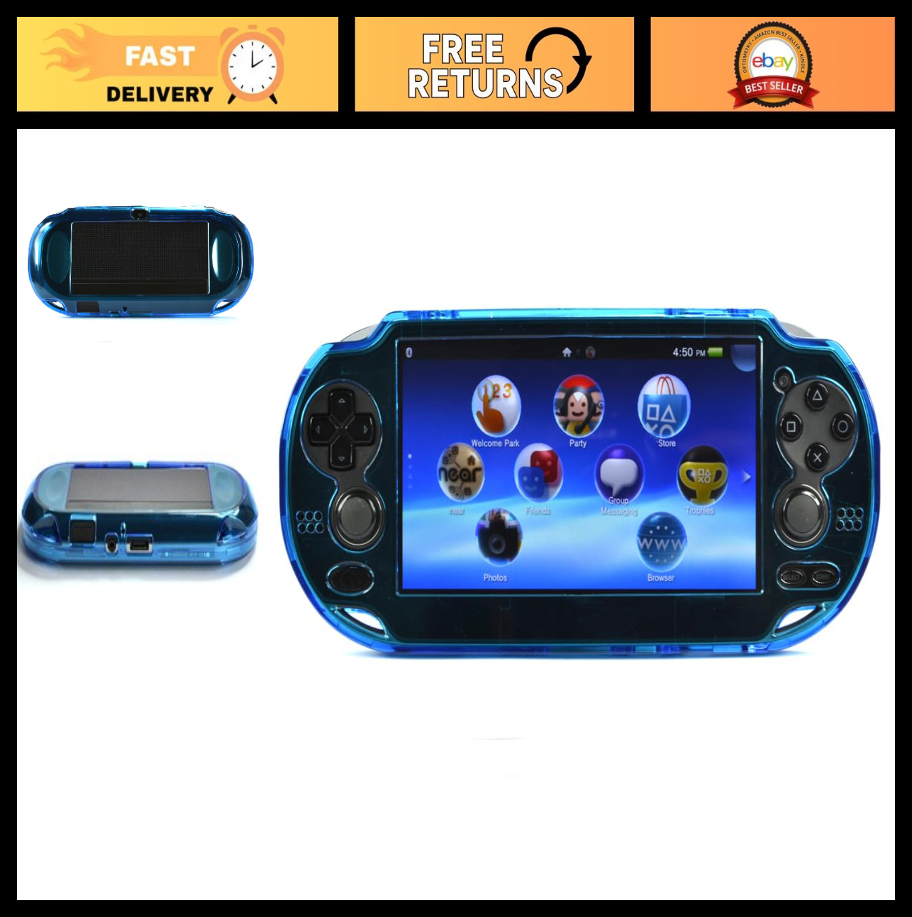 Light Blue Hard Case Cover for PS Vita 1000 – Oval Start & Select Button Fit