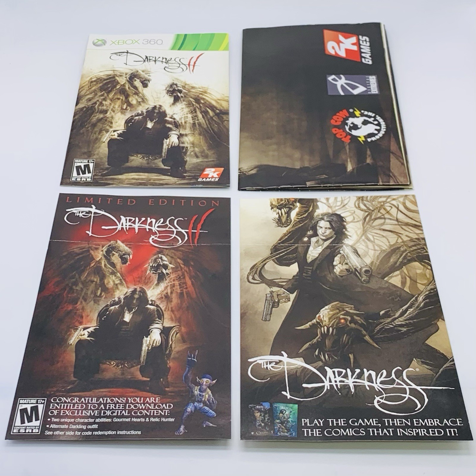 The Darkness II 2 Limited Ed Xbox 360, 2012 – CIB with Manual Poster & 2 Inserts