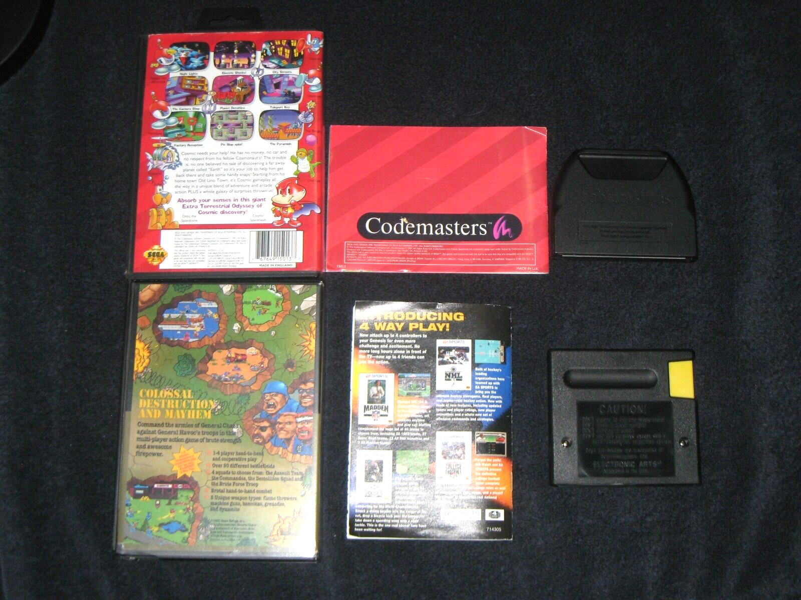 Cosmic Spacehead & General Chaos Complete for Sega Genesis. Authentic.Clean/Test