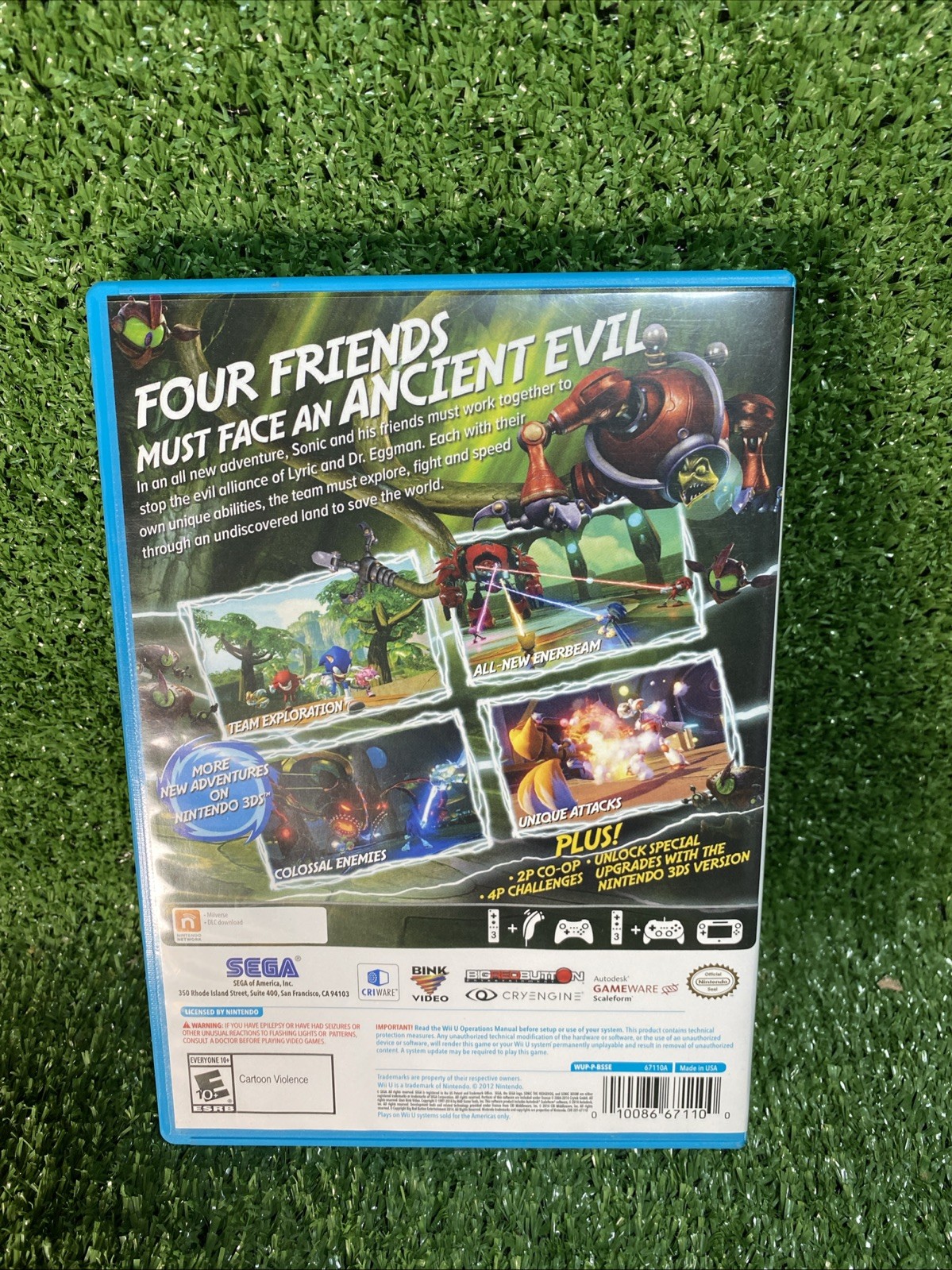 Sonic Boom: Rise of Lyric Nintendo Wii U 2014 Authentic Disc Case Tested Working