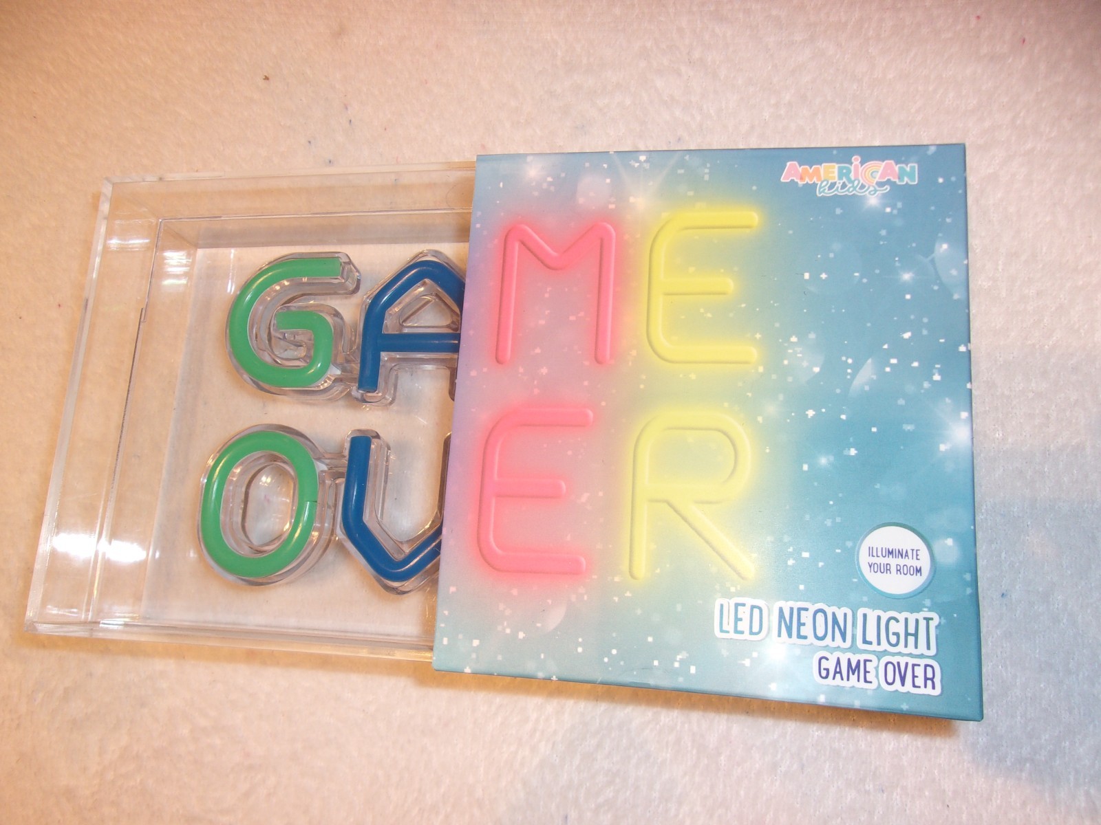 “GAME OVER” LED Neon Light / Clear Translucent Box USB Powered 9″x 5″x 1.8″ New