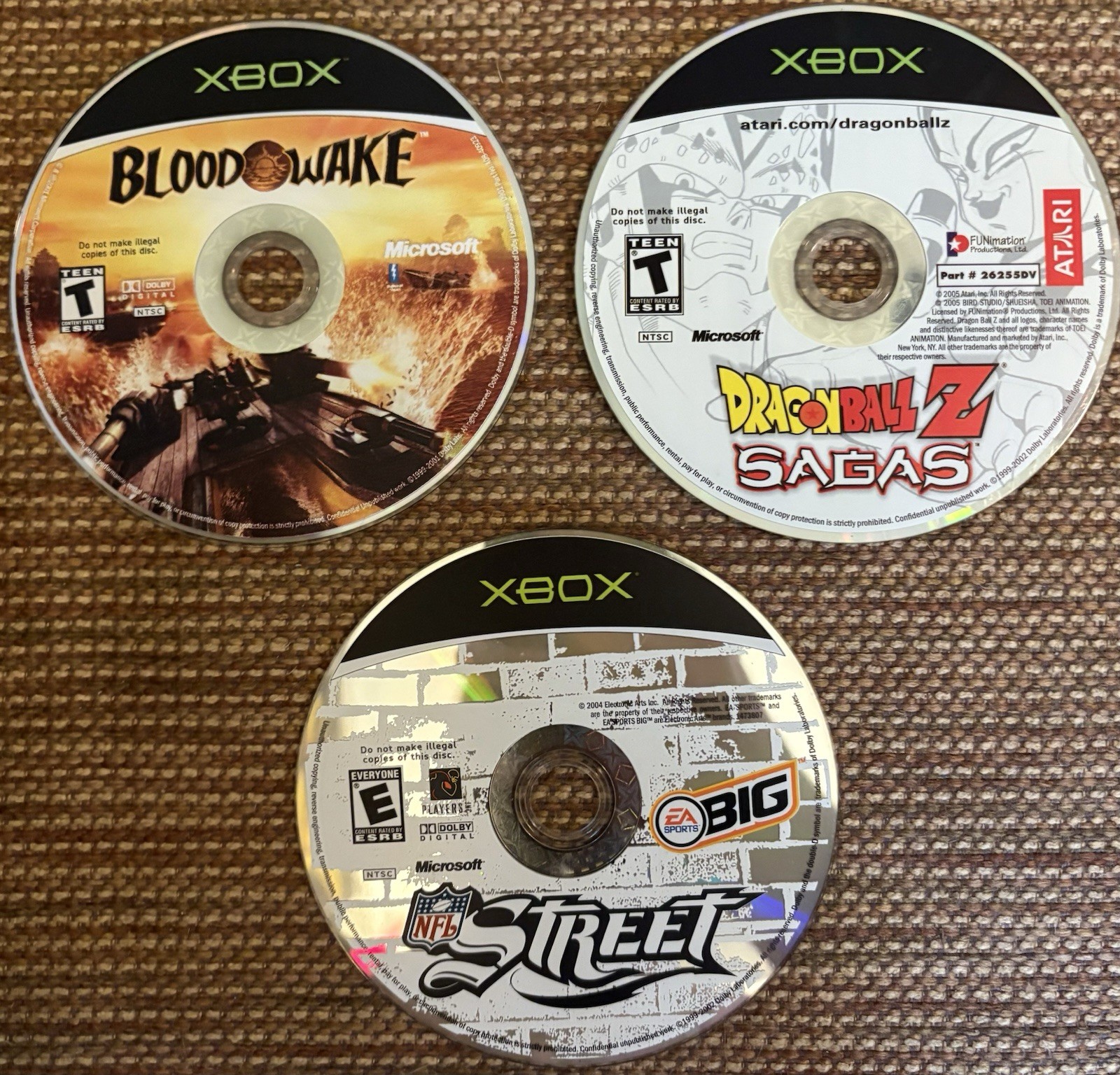 XBOX BUNDLE (NFL Street, Blood Wake, Dragon Ball Z Sagas)- Tested