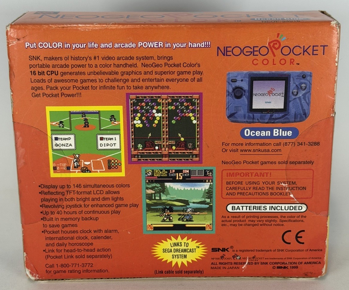 NEO GEO POCKET COLOR OCEAN BLUE HANDHELD CONSOLE *BRAND NEW – OPEN BOX*