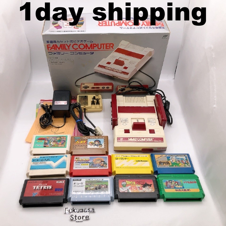 Nintendo Famicom Console NES HVC-001 Box 10 Games Bundle Japan Tested