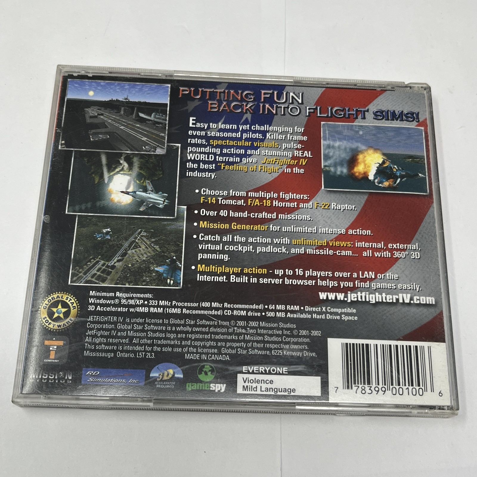 Jetfighter IV Fortress America PC CD-ROM Global Star Software Flight Sim Game
