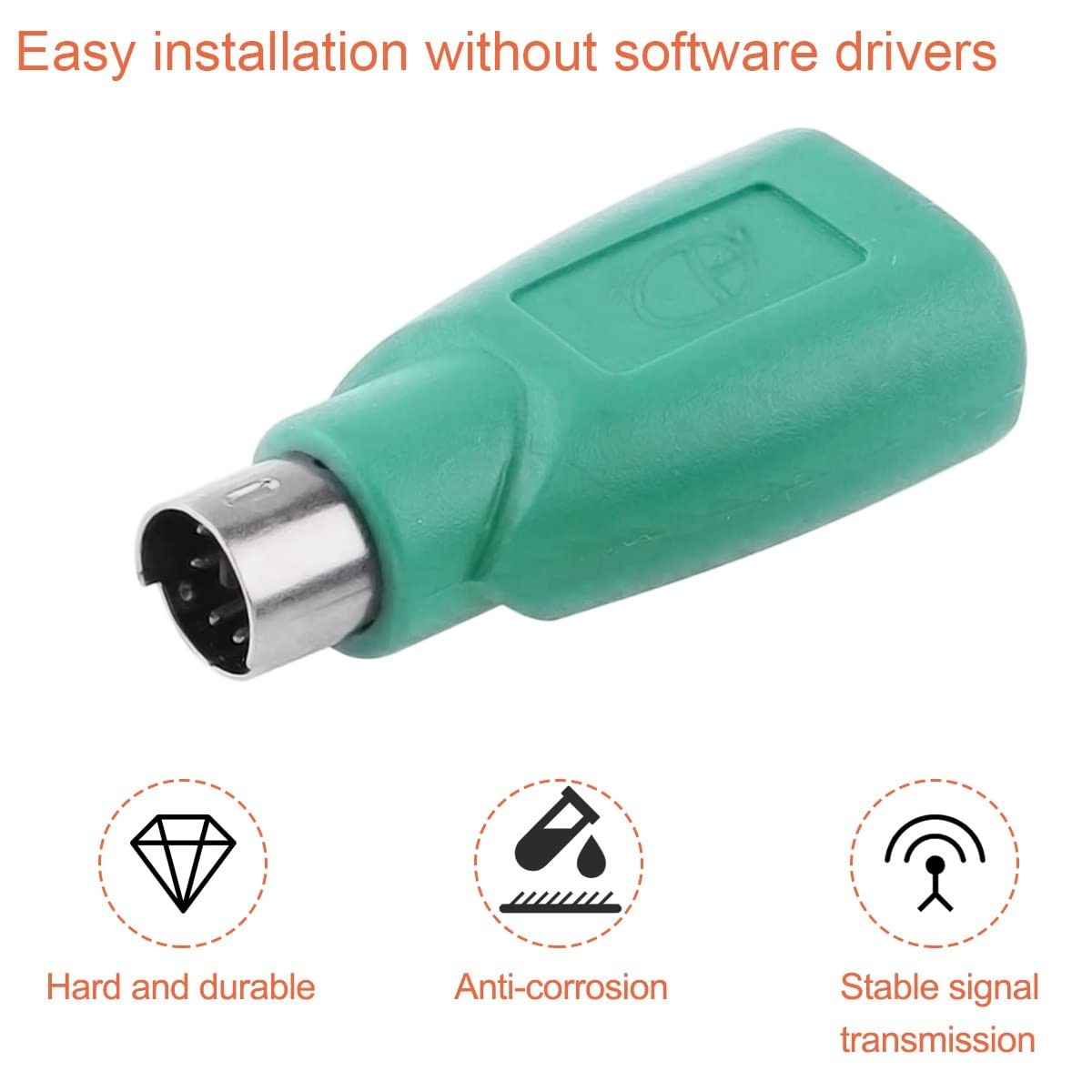 PS/2 to USB A Adapter Male to Female – 4-Pack for Easy PC Peripheral Connection