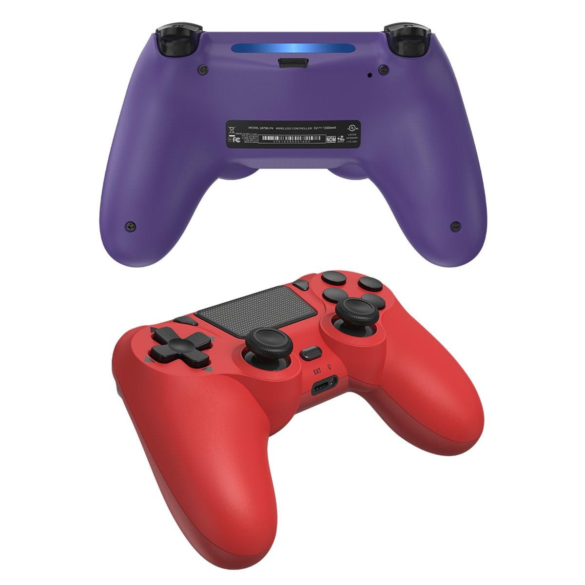 Wuthur 2 Pack Wireless Controller Compatible with PS4/Pro/Slim(Purple & Red)