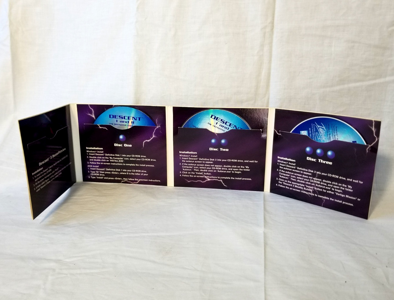 Descent I and II CD-Rom & 3 Pilots Manual + Mercenary Expansion Disc PC Windows