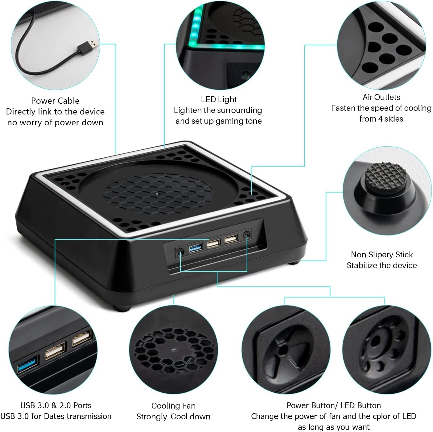 USB Cooling Fan Vertical Stand Cooler Accessories For Xbox Series X Game Console