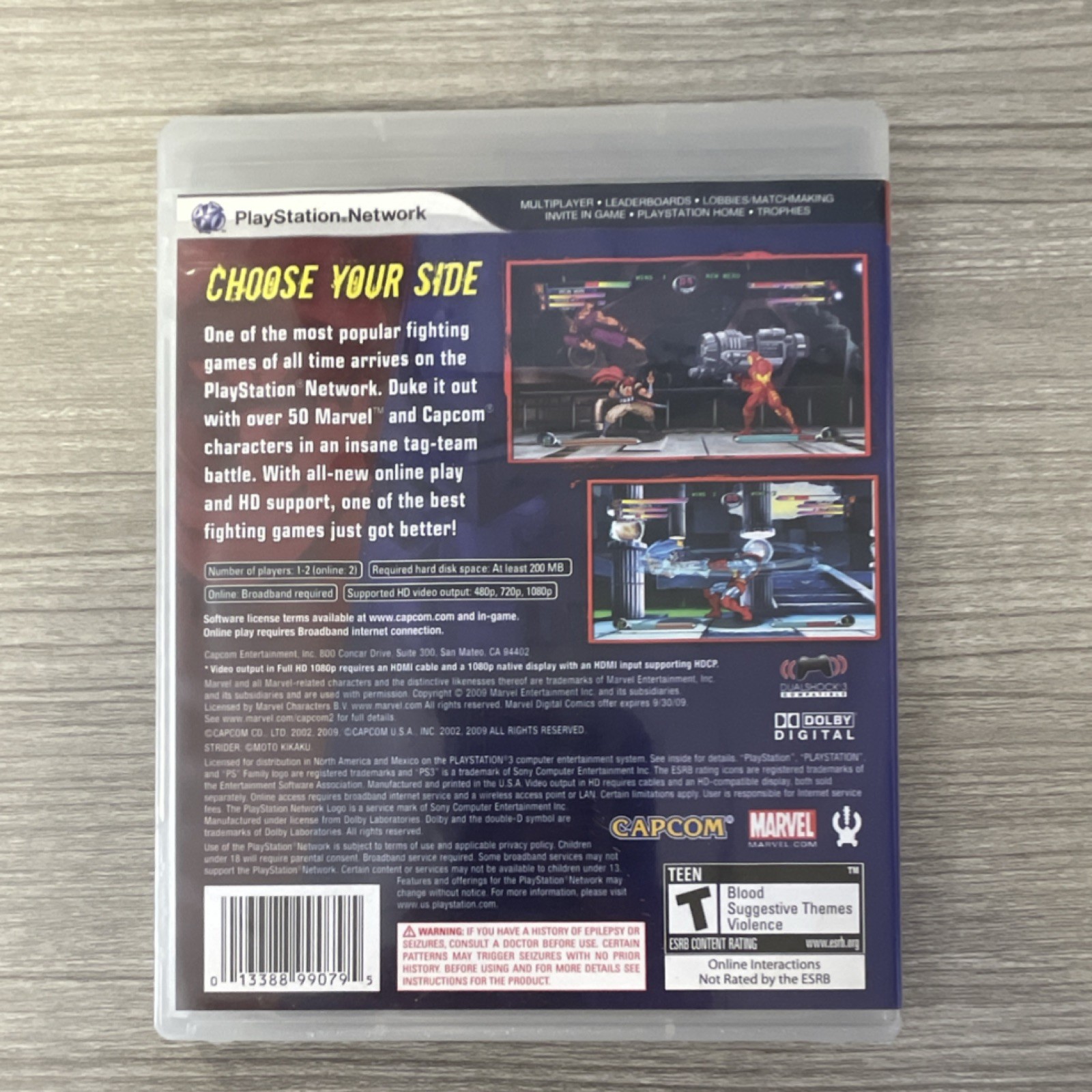 Capcom Marvel vs. Capcom 2 PlayStation 3 Case Insert w/expired Untested code