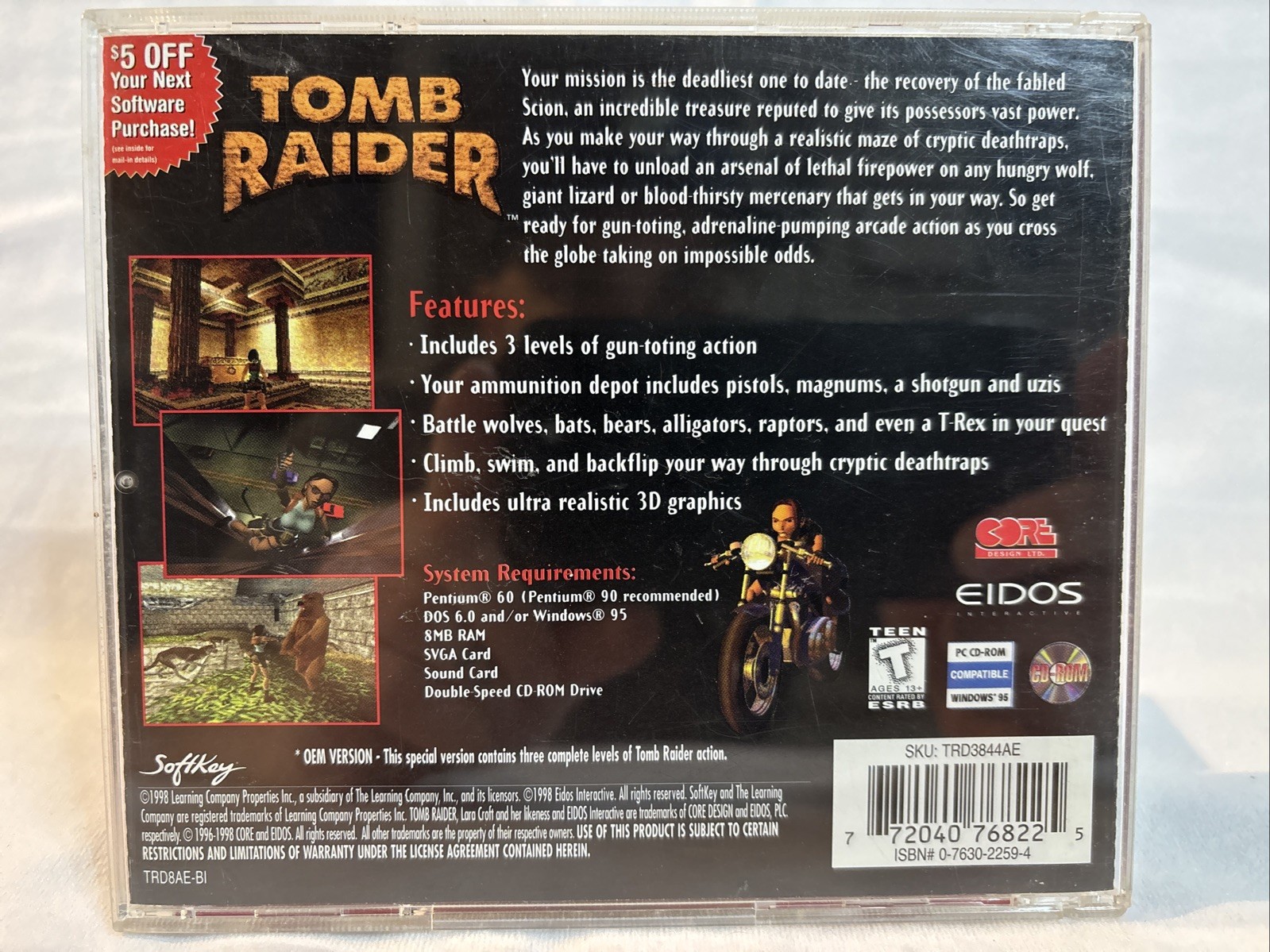 Softkey Tomb Raider with bonus demos CD-ROM (PC) Windows 95