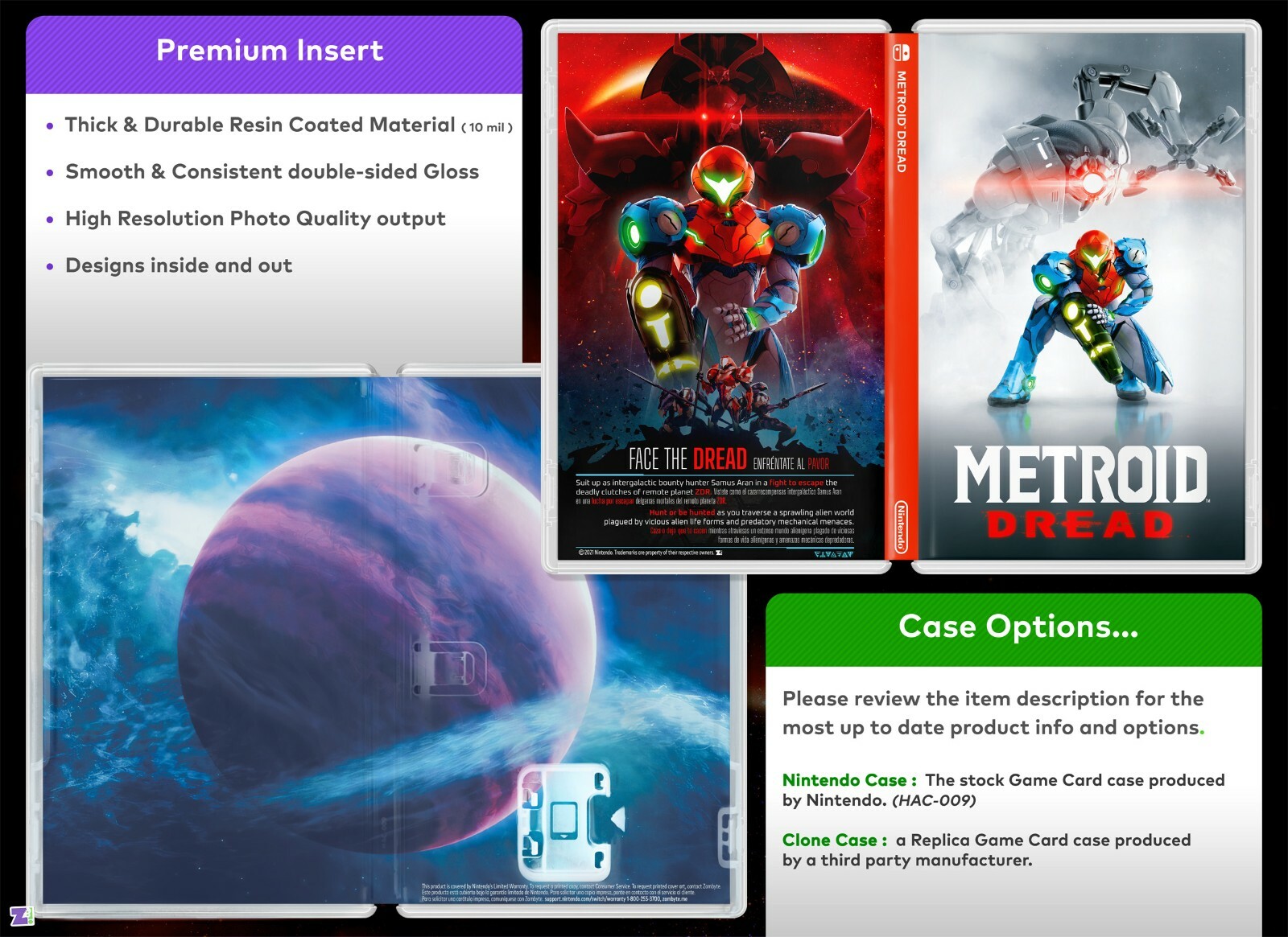 Metroid Dread Cover Art: Special Edition Style Insert & Case for Nintendo Switch
