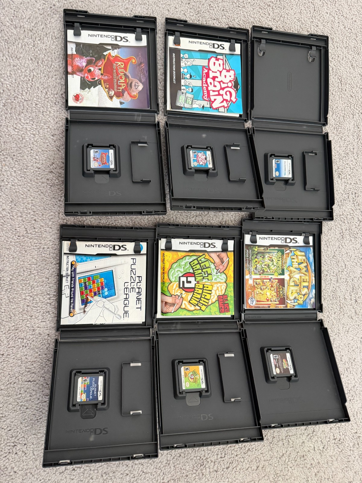 Nintendo DS Lite Black Bundle With Pwr Supply and 6 Games, Tested