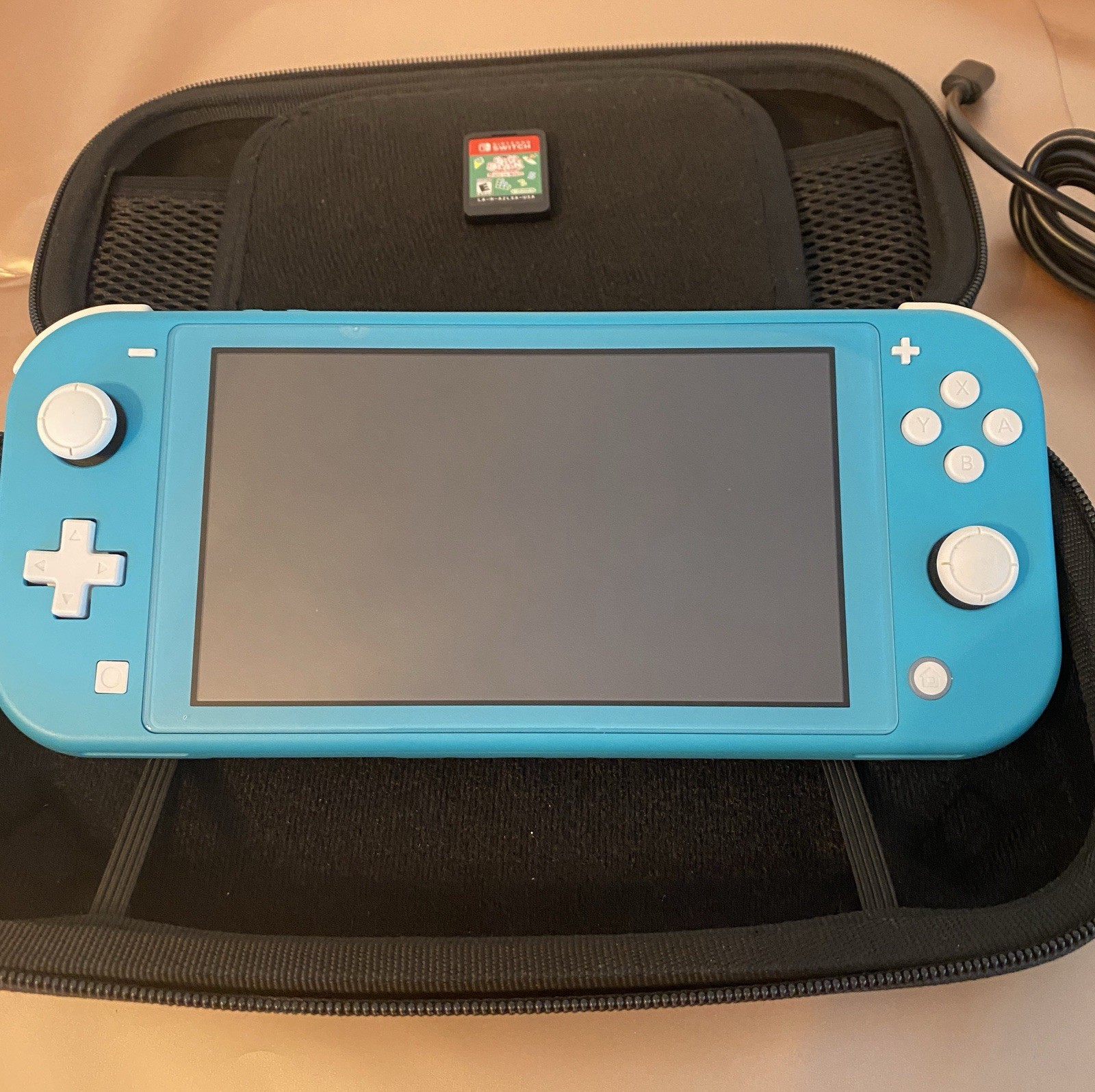 Nintendo Switch Lite Turquoise Handheld Console Case /Charger /Big Brain Game