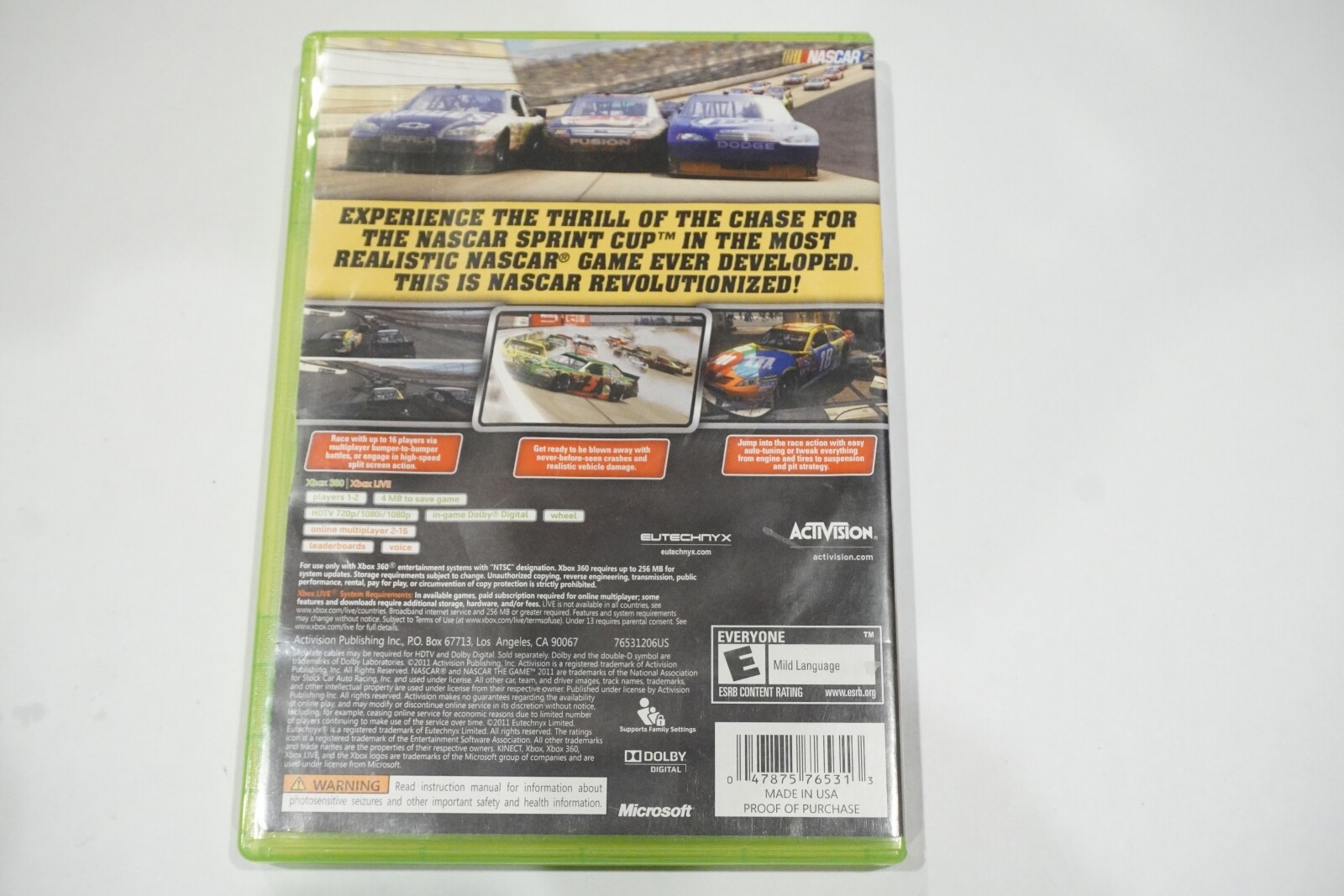 NASCAR The Game 2011 (Microsoft Xbox 360, 2011) Complete Tested WORKS GREAT!