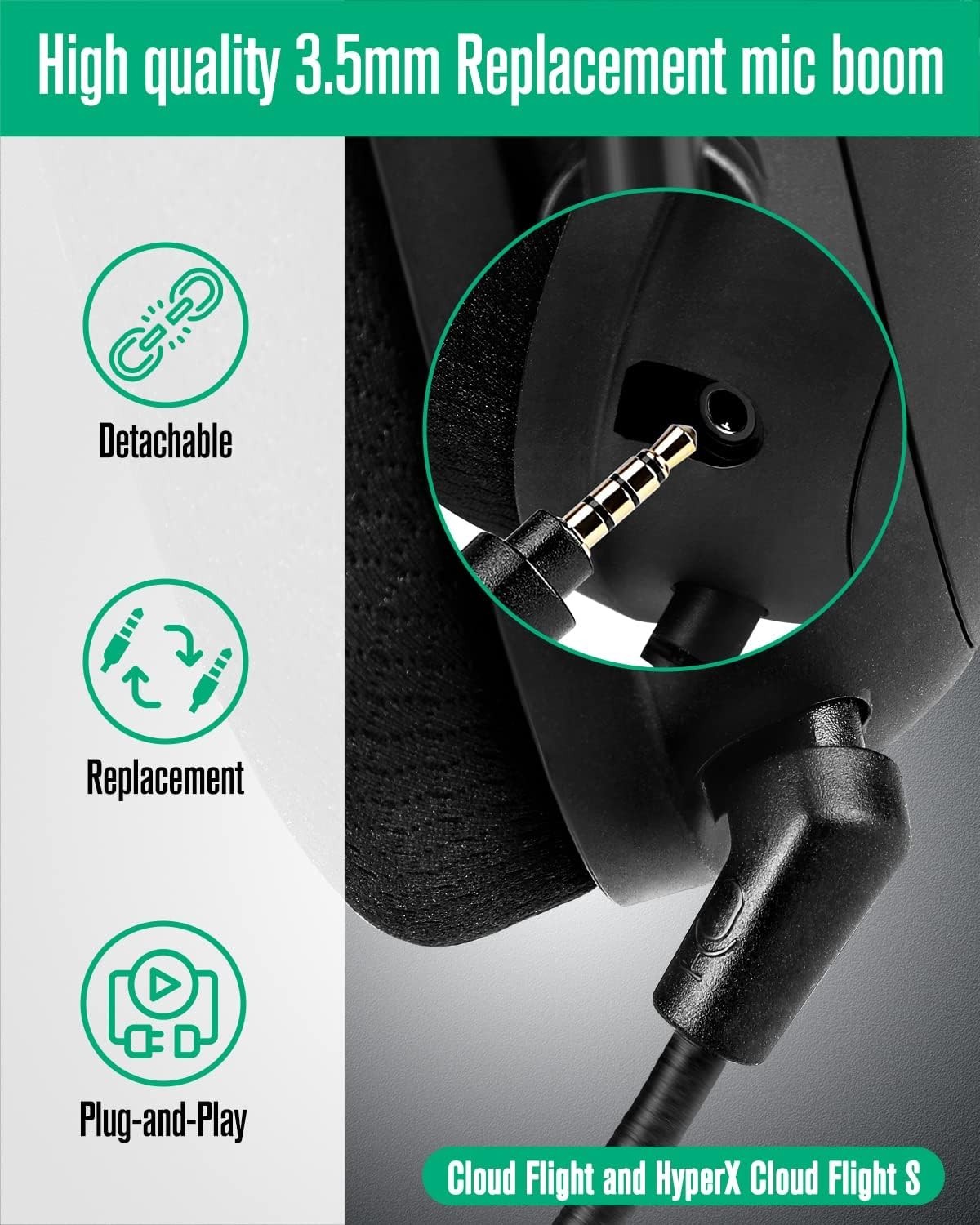 Hyperx Headset Mic Replacement Cloud Flight 3.5mm Jack Detachable Microphone …