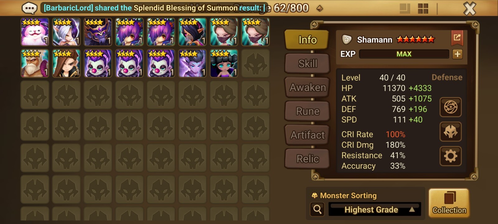 Summoners War Global Account 3LD5 Asima+Audrey+Jackson. PVE done